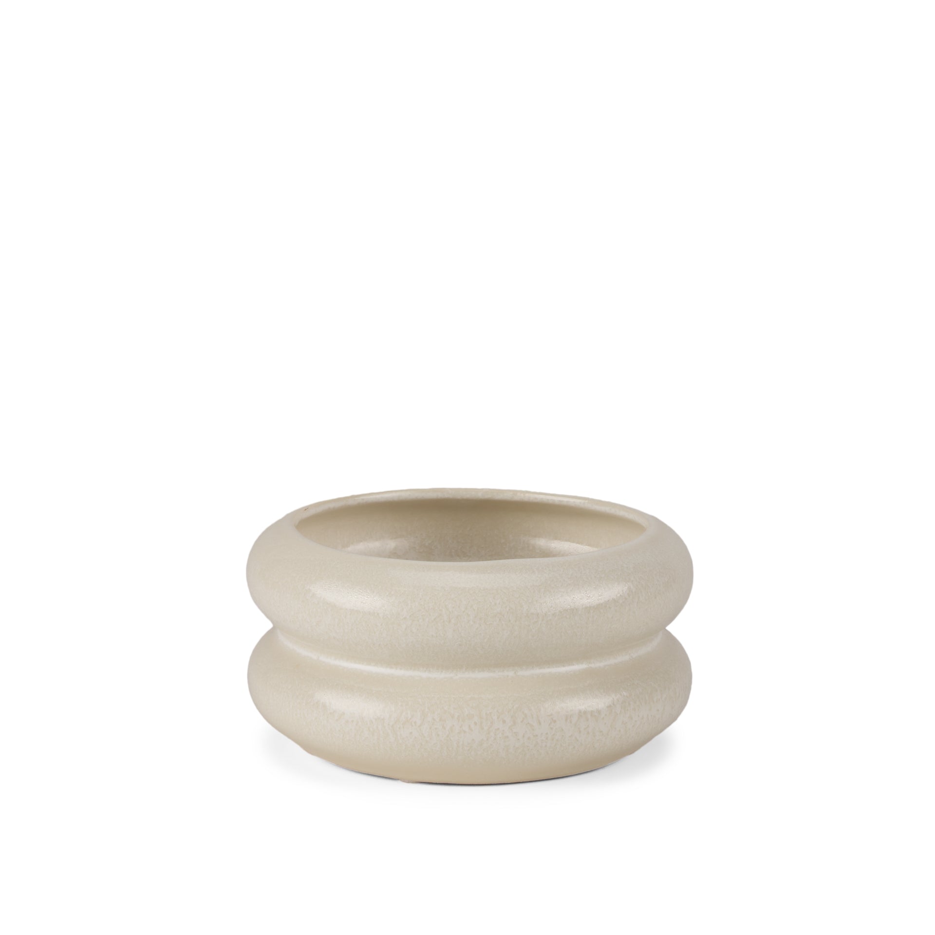 Twyla Short Cream Glazed Ring Pot - Central Designs