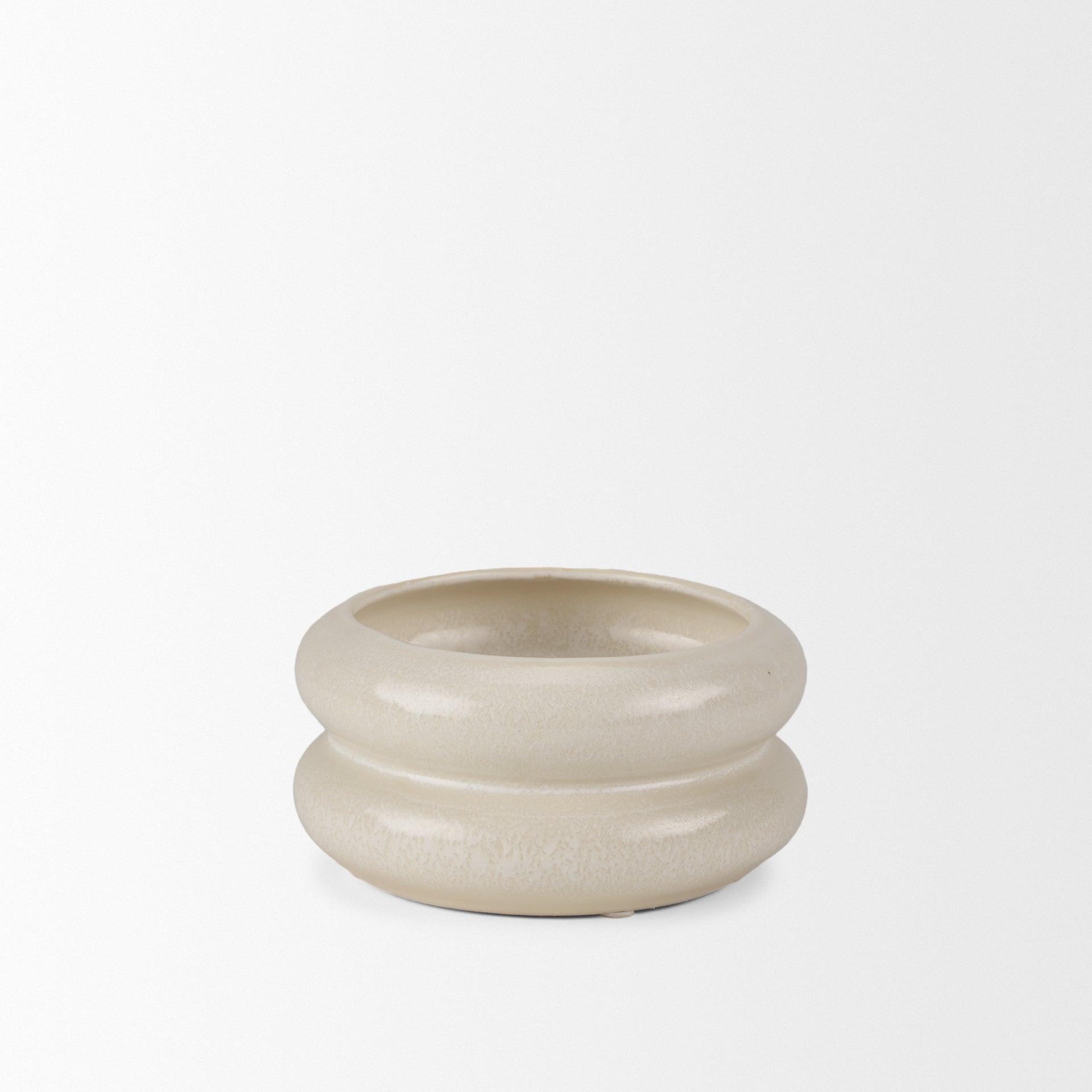 Twyla Short Cream Glazed Ring Pot - Central Designs