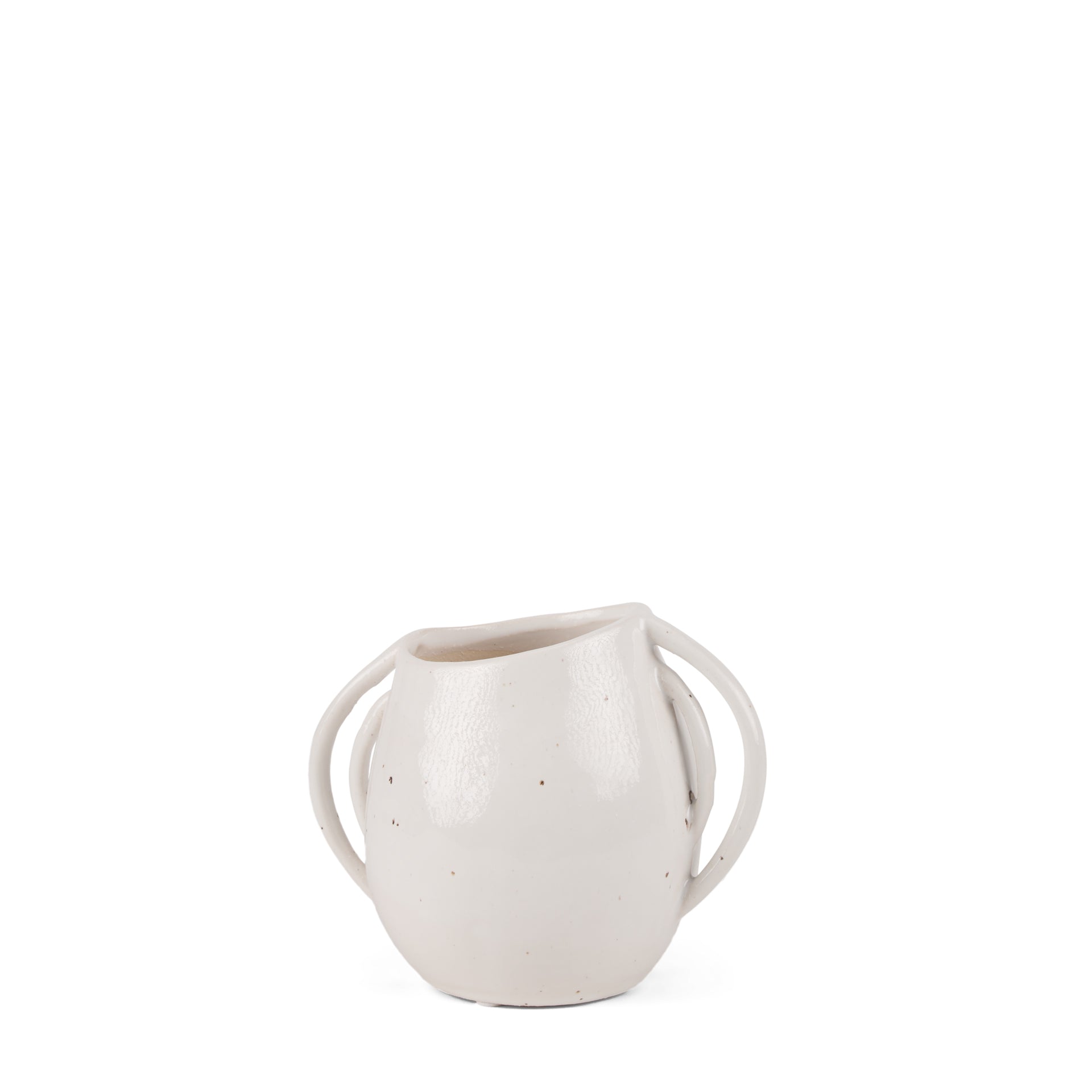 Urvi Short Off White Speckled Asymmetrical Ceramic Vase - Central Designs