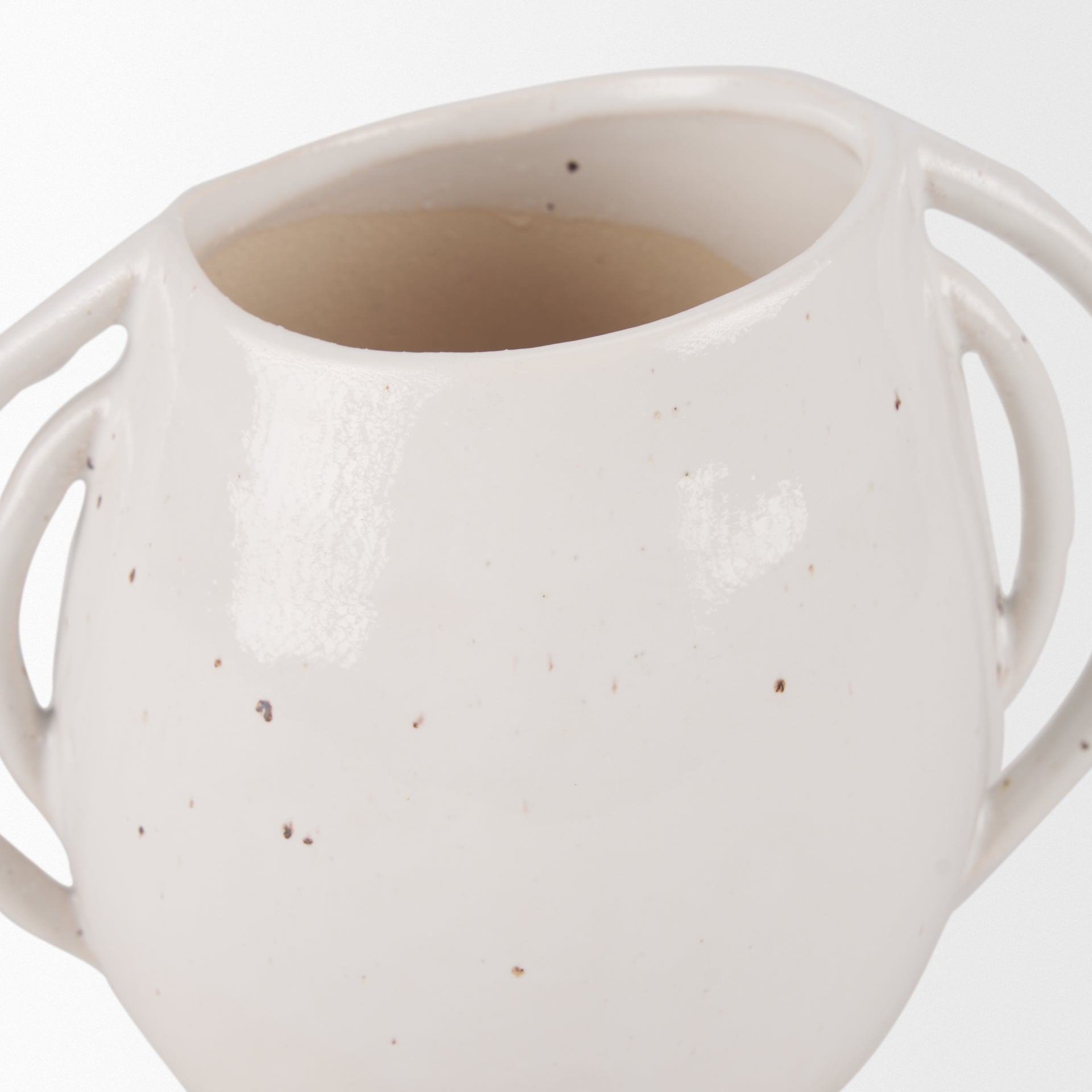 Urvi Short Off White Speckled Asymmetrical Ceramic Vase - Central Designs