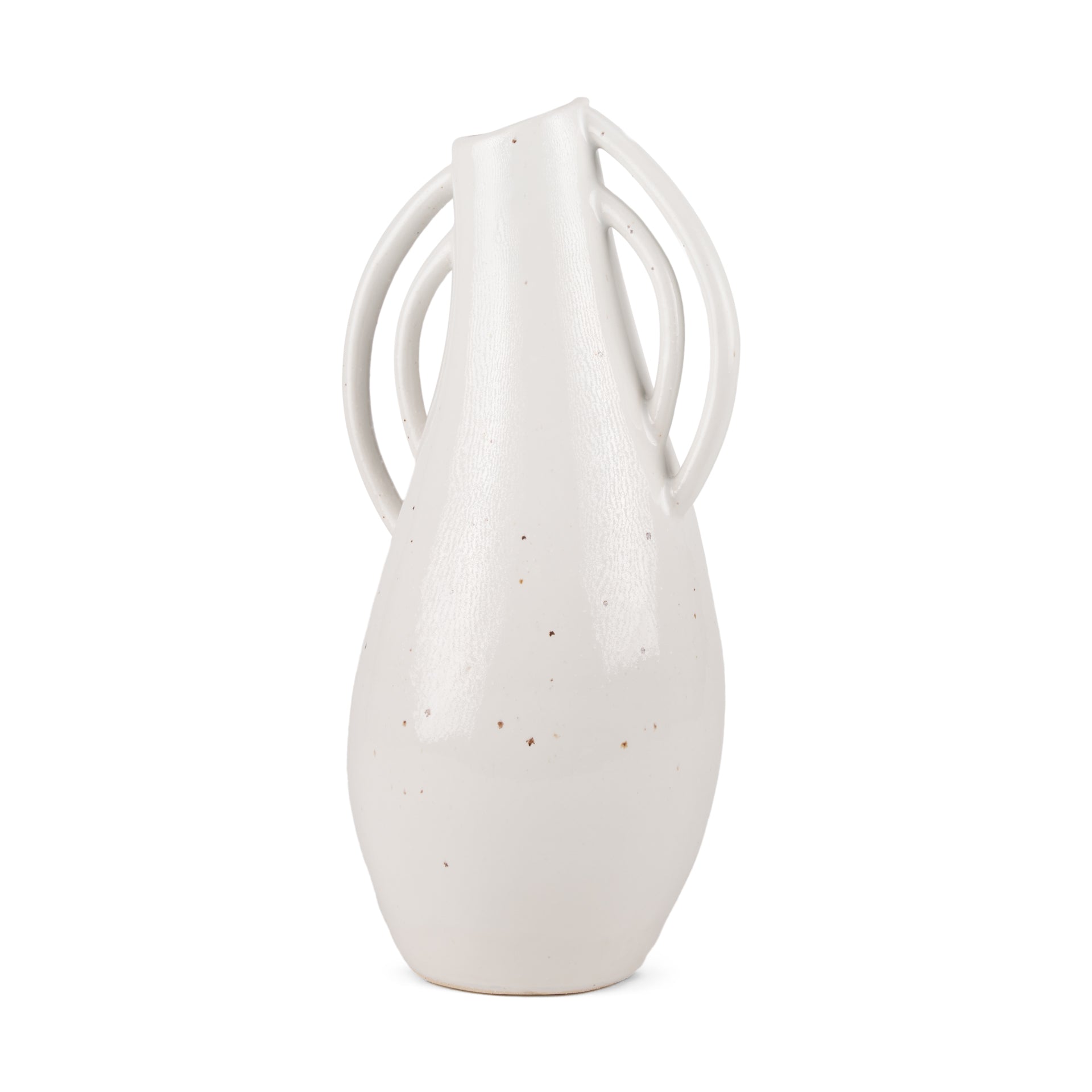Urvi Tall Off White Speckled Asymmetrical Ceramic Vase - Central Designs