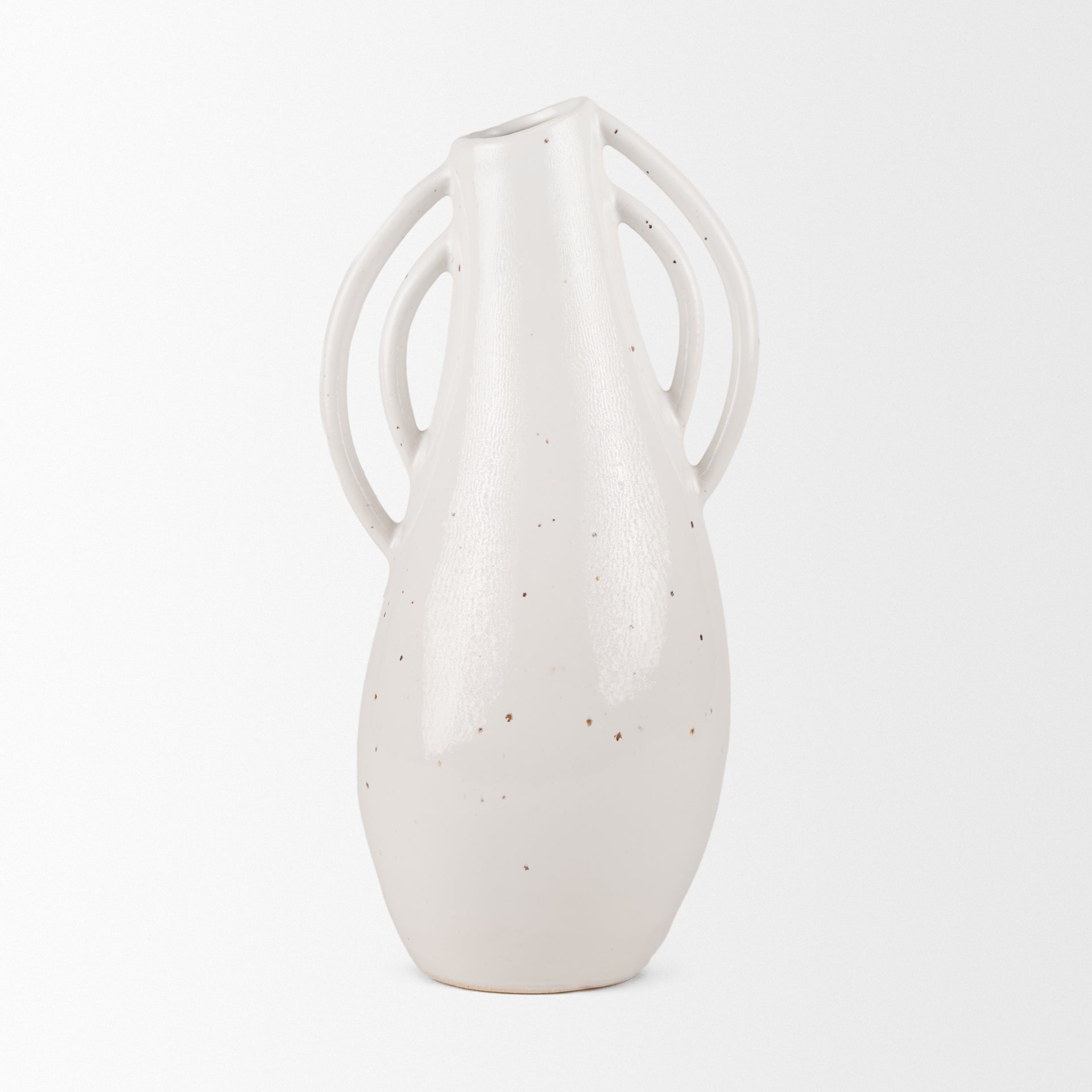 Urvi Tall Off White Speckled Asymmetrical Ceramic Vase - Central Designs