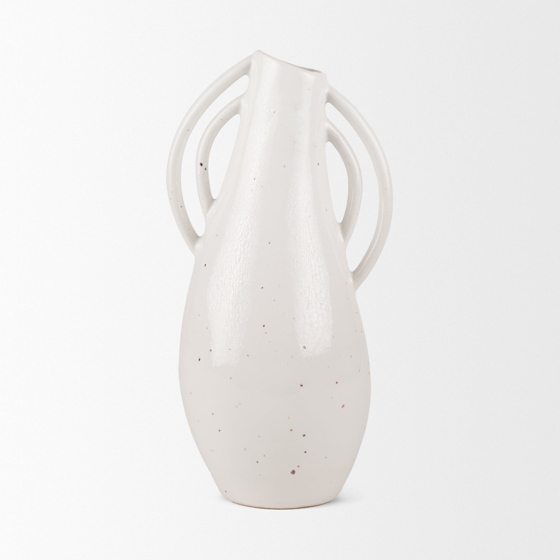 Urvi Tall Off White Speckled Asymmetrical Ceramic Vase - Central Designs
