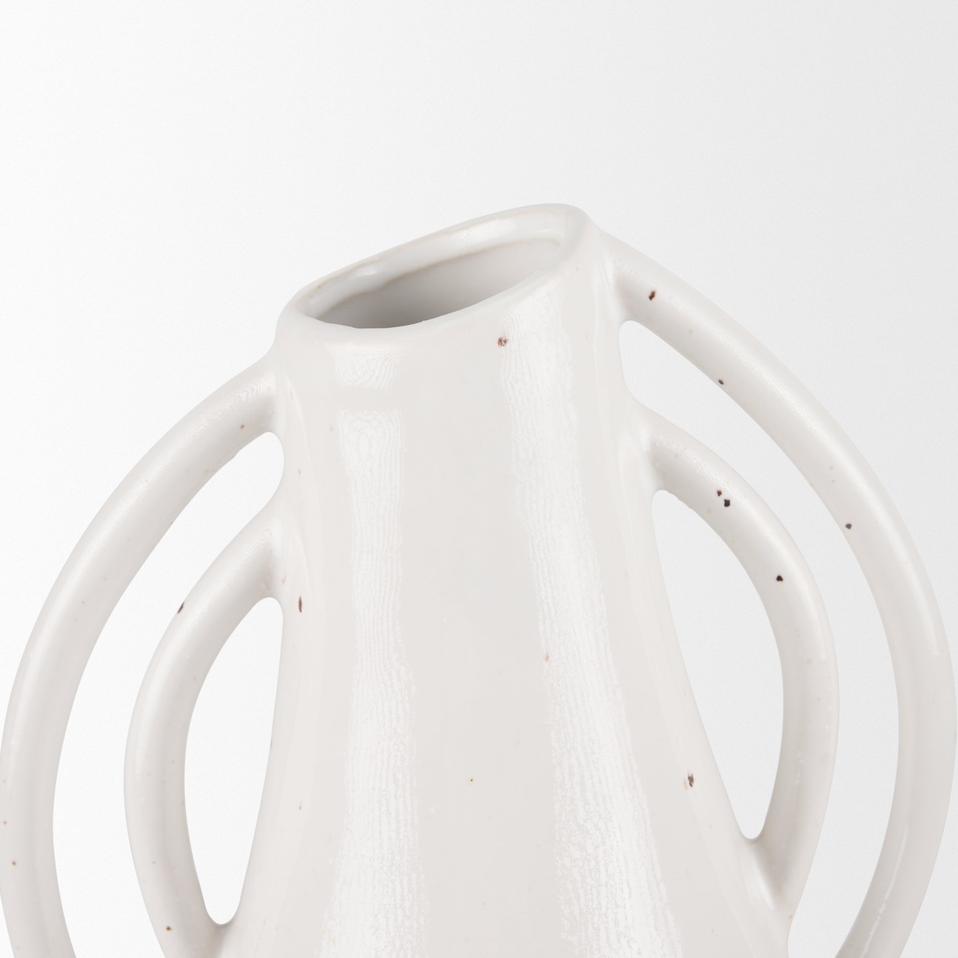 Urvi Tall Off White Speckled Asymmetrical Ceramic Vase - Central Designs