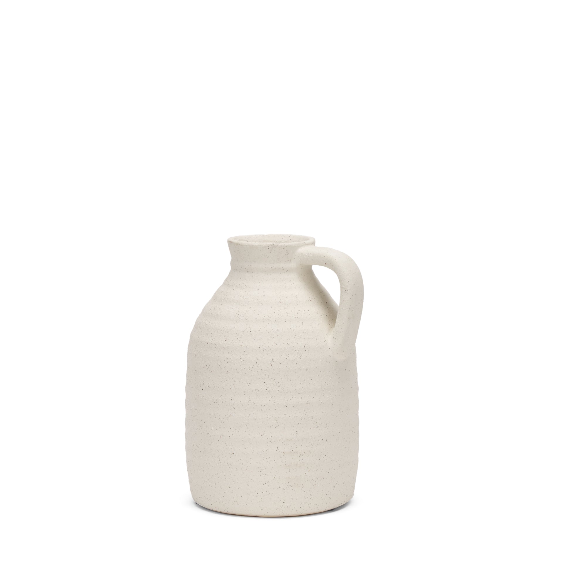 Tyrus Medium Textured Matte White w/ Speckling Ceramic Vase - Central Designs