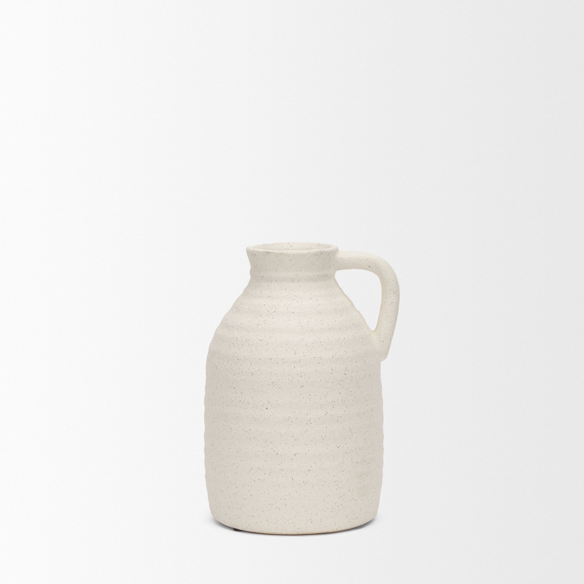 Tyrus Medium Textured Matte White w/ Speckling Ceramic Vase - Central Designs