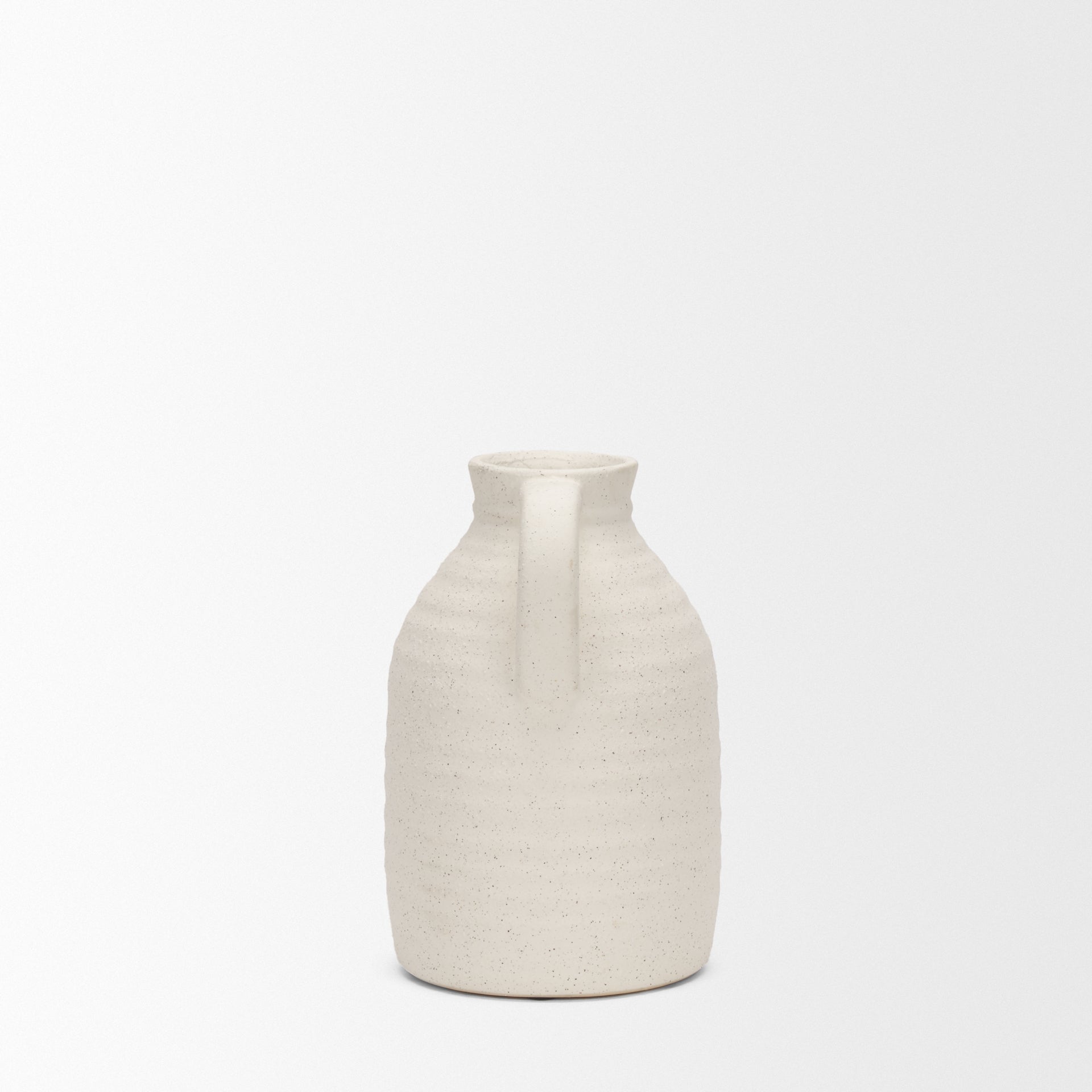 Tyrus Medium Textured Matte White w/ Speckling Ceramic Vase - Central Designs