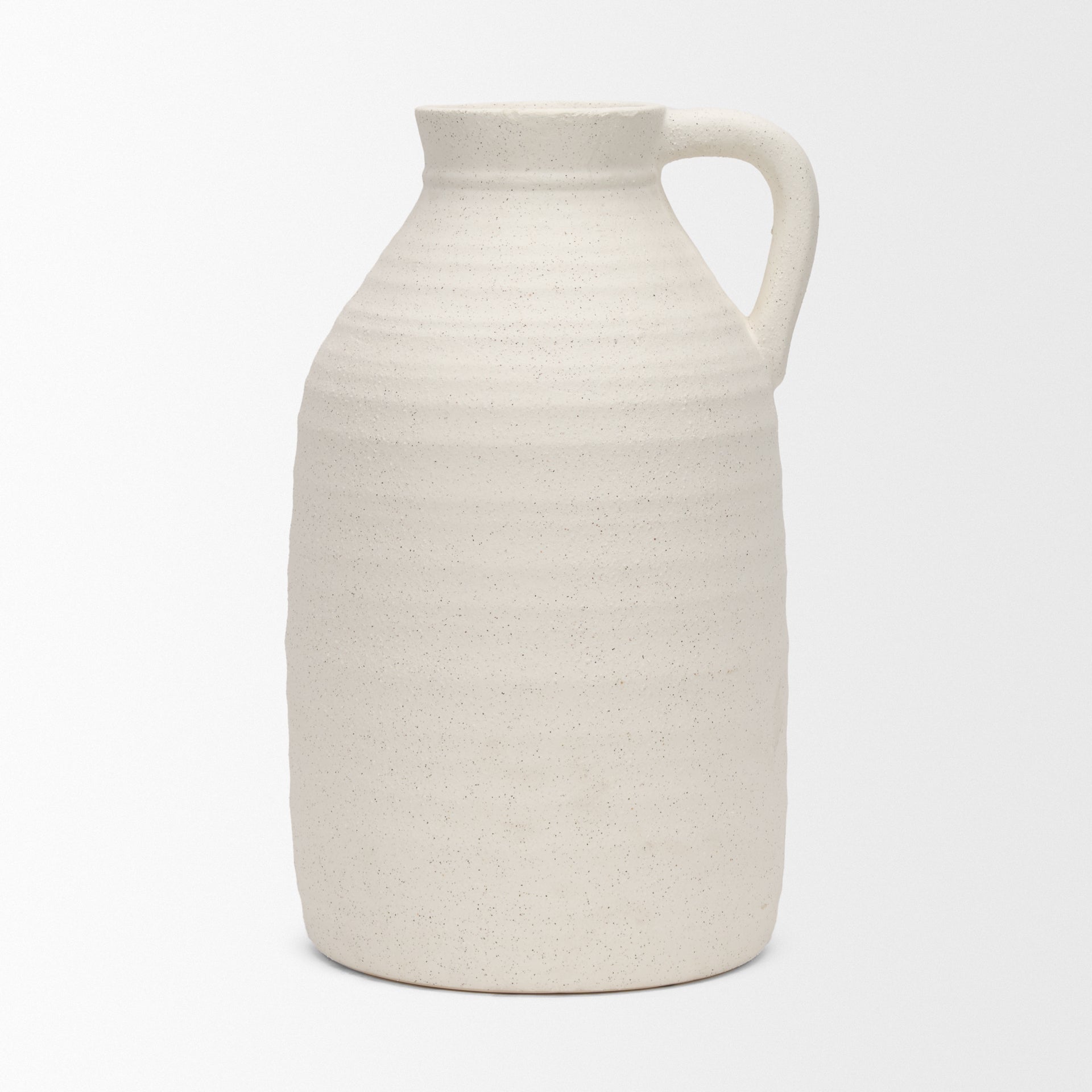 Tyrus Large Textured Matte White w/ Speckling Ceramic Vase - Central Designs