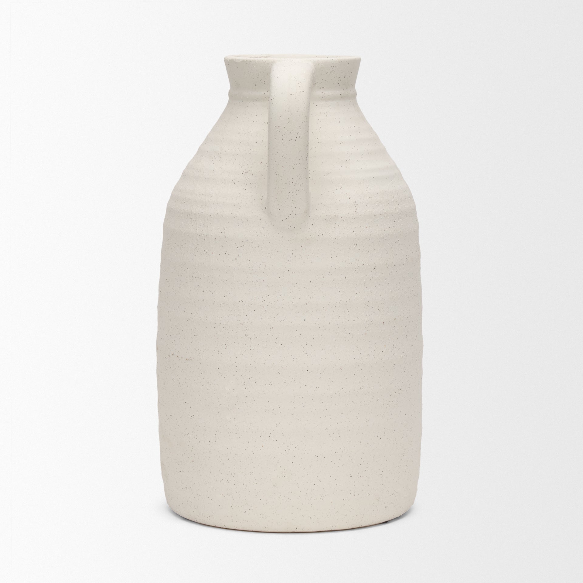 Tyrus Large Textured Matte White w/ Speckling Ceramic Vase - Central Designs