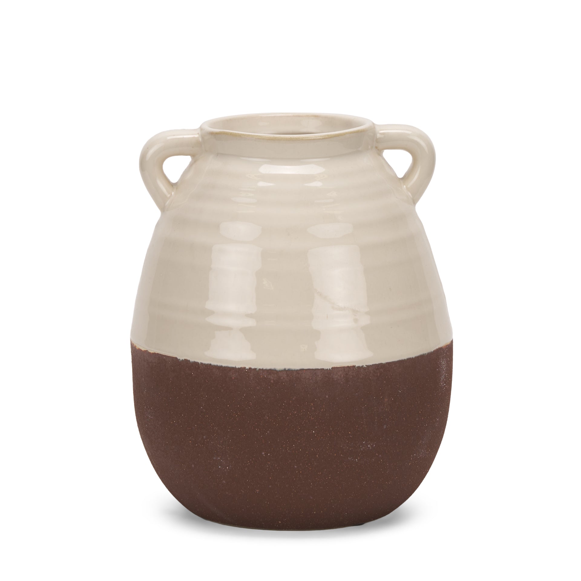 Tryna Small Beige w/ Matte Brown Ceramic Vase - Central Designs