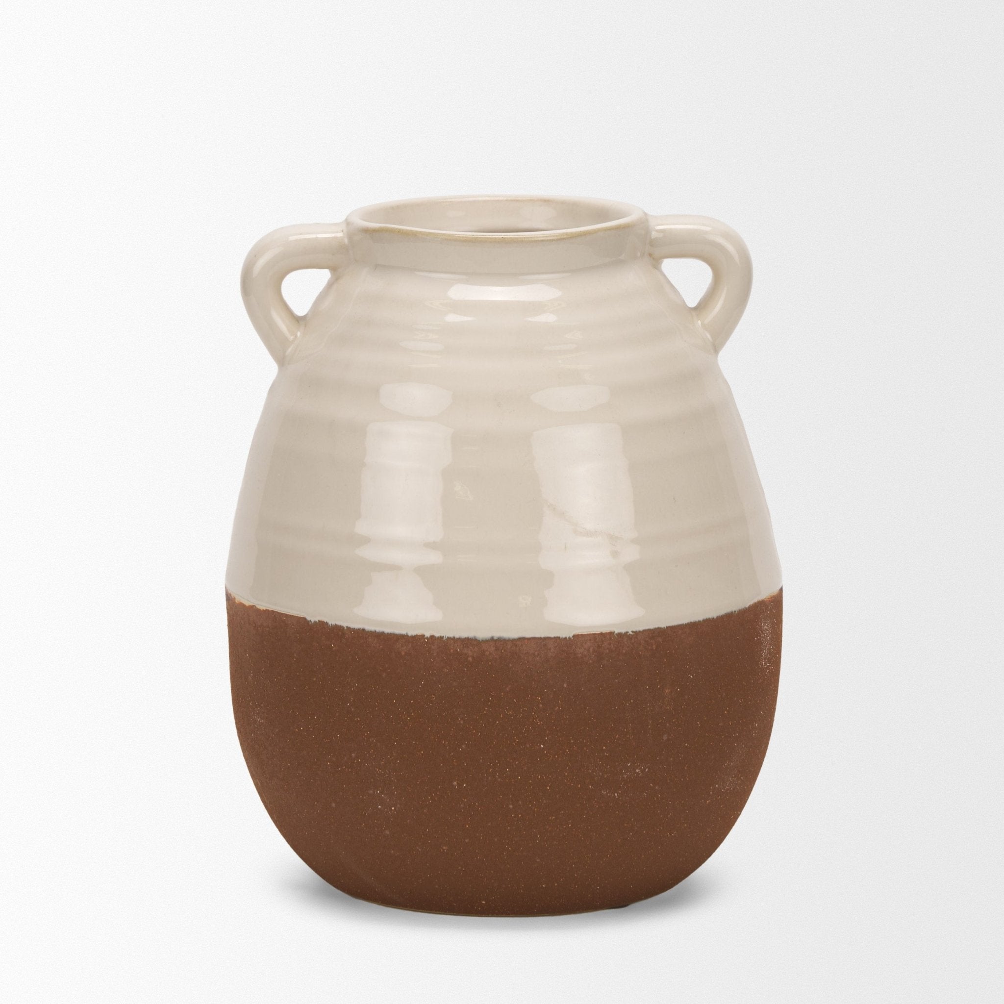 Tryna Small Beige w/ Matte Brown Ceramic Vase - Central Designs
