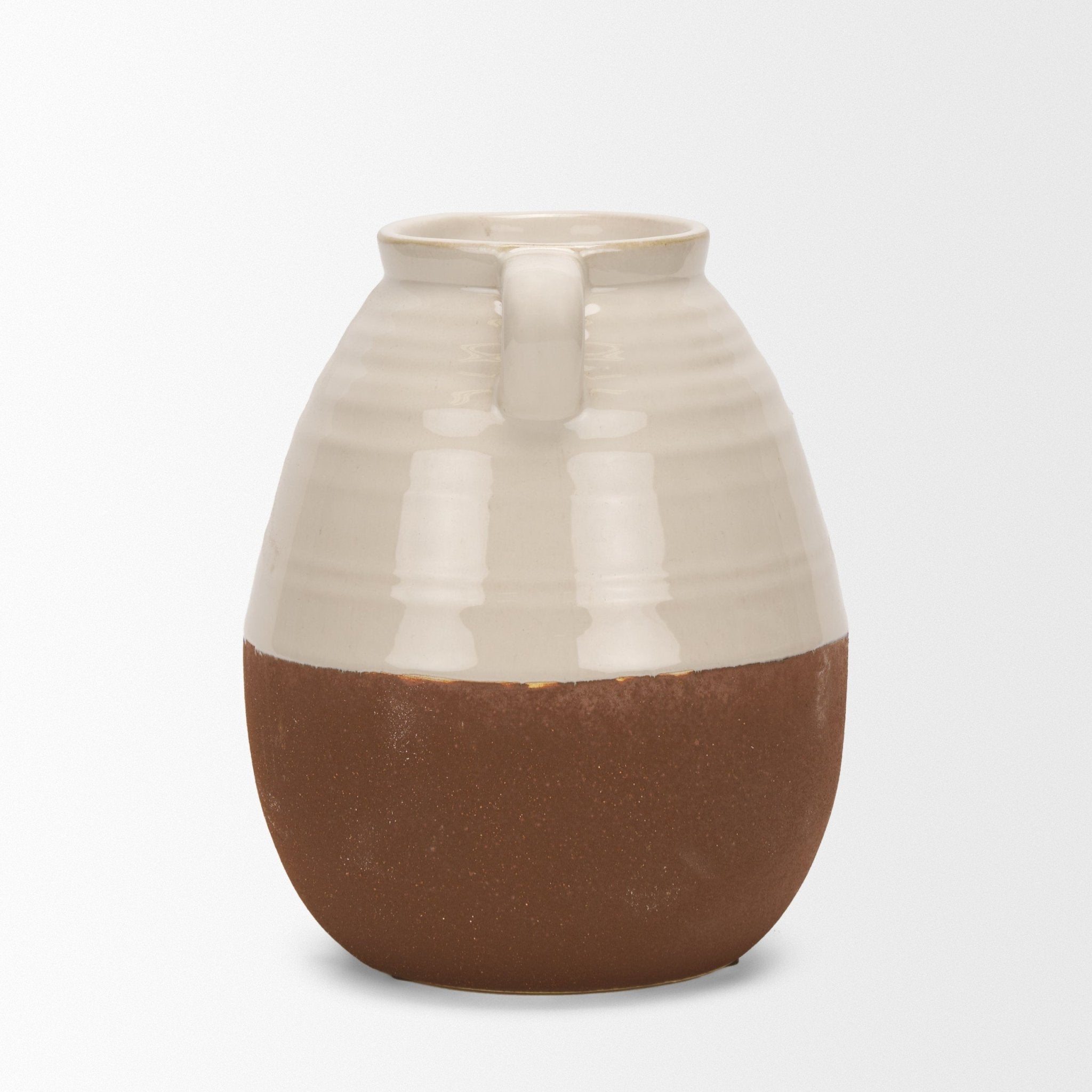 Tryna Small Beige w/ Matte Brown Ceramic Vase - Central Designs