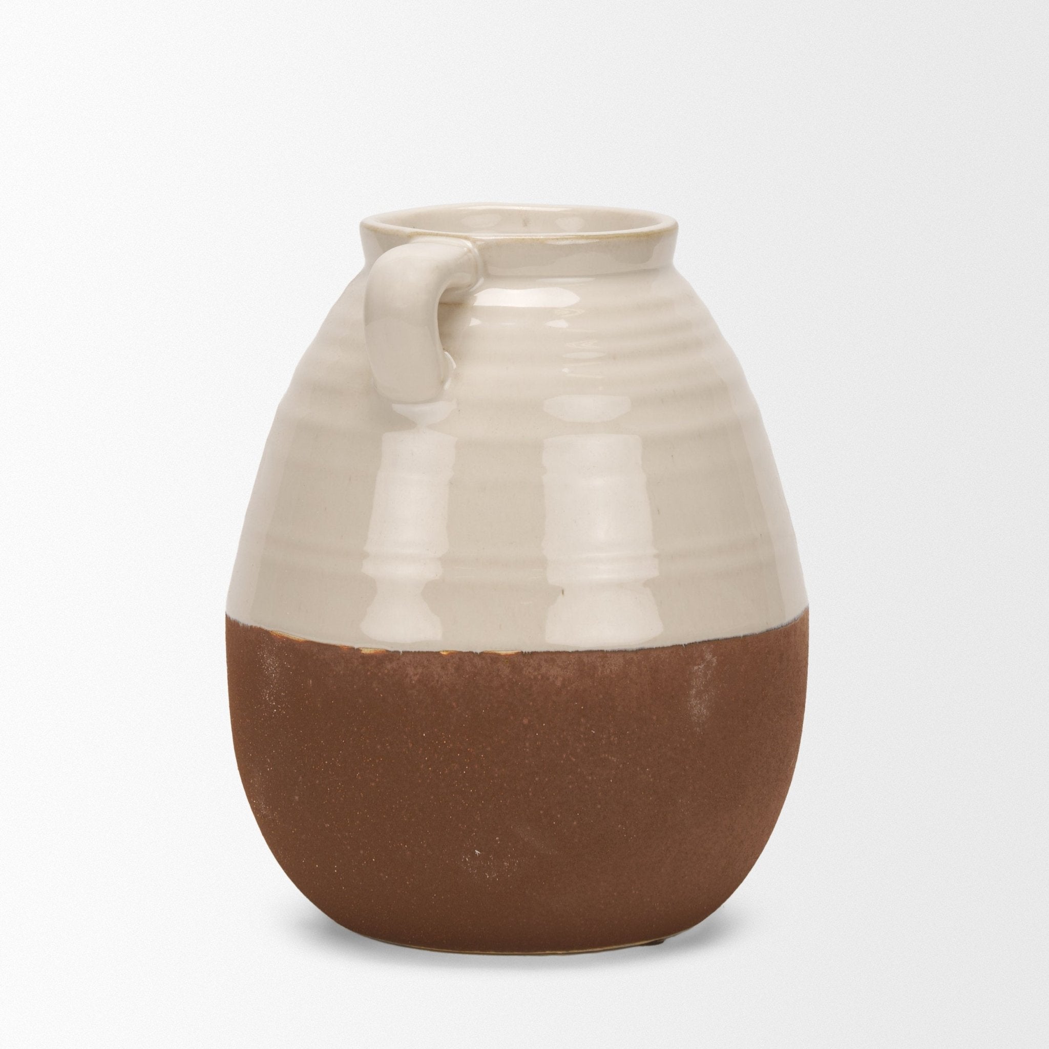 Tryna Small Beige w/ Matte Brown Ceramic Vase - Central Designs