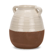 Tryna Large Beige w/ Matte Brown Ceramic Vase - Central Designs