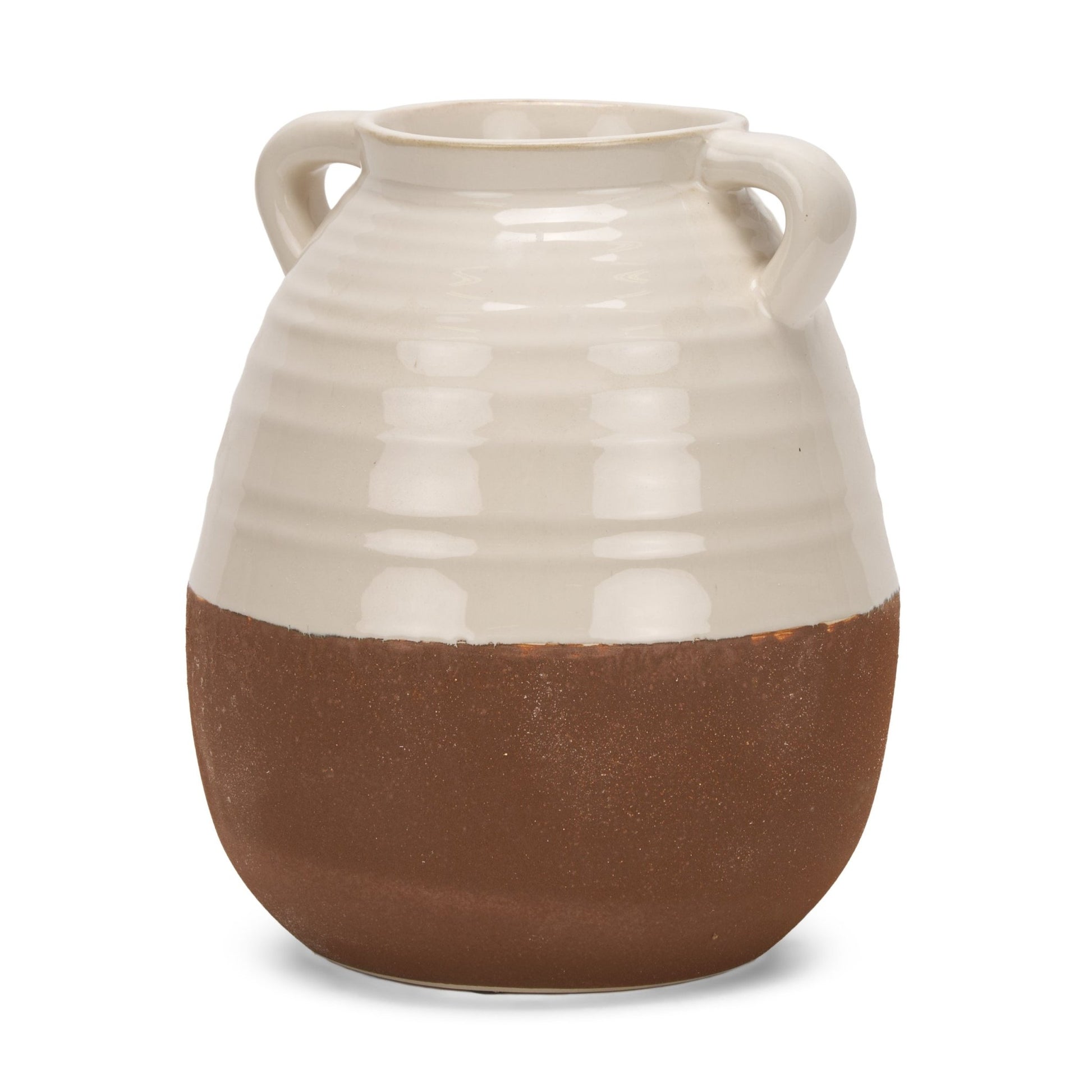 Tryna Large Beige w/ Matte Brown Ceramic Vase - Central Designs