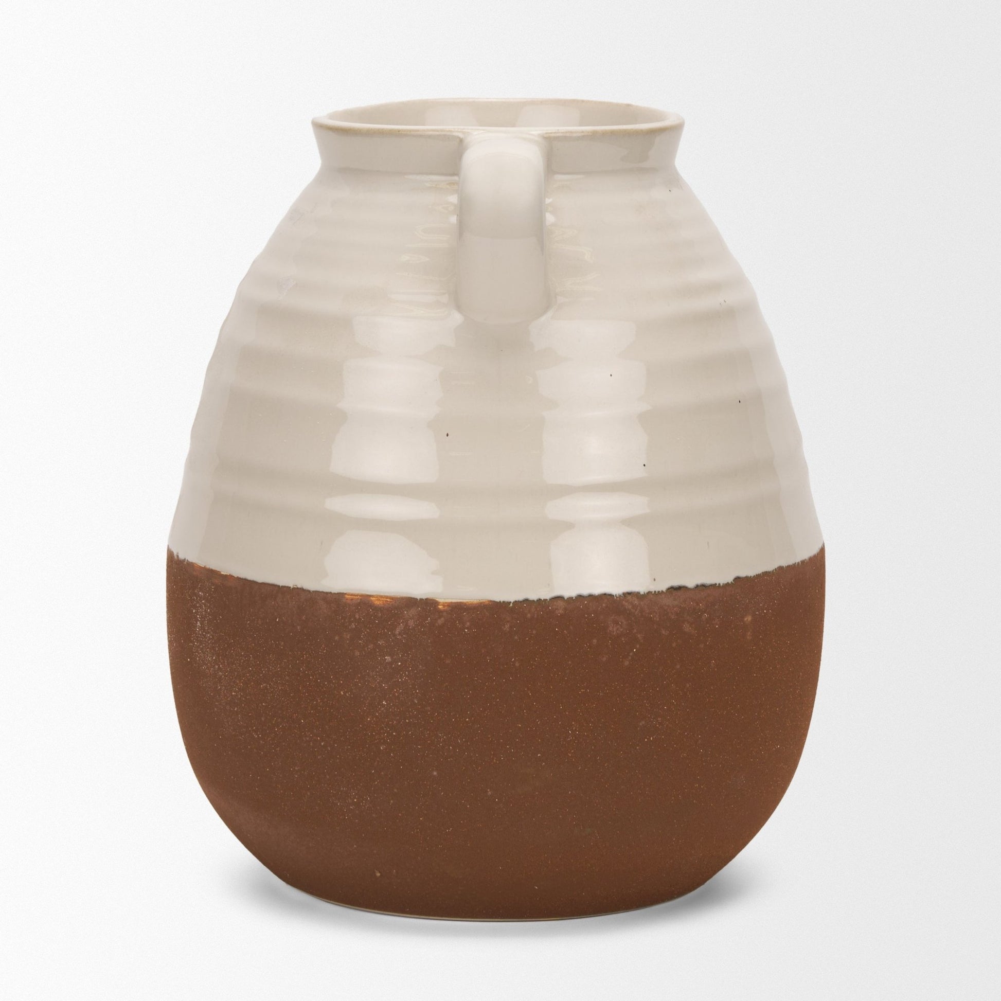 Tryna Large Beige w/ Matte Brown Ceramic Vase - Central Designs