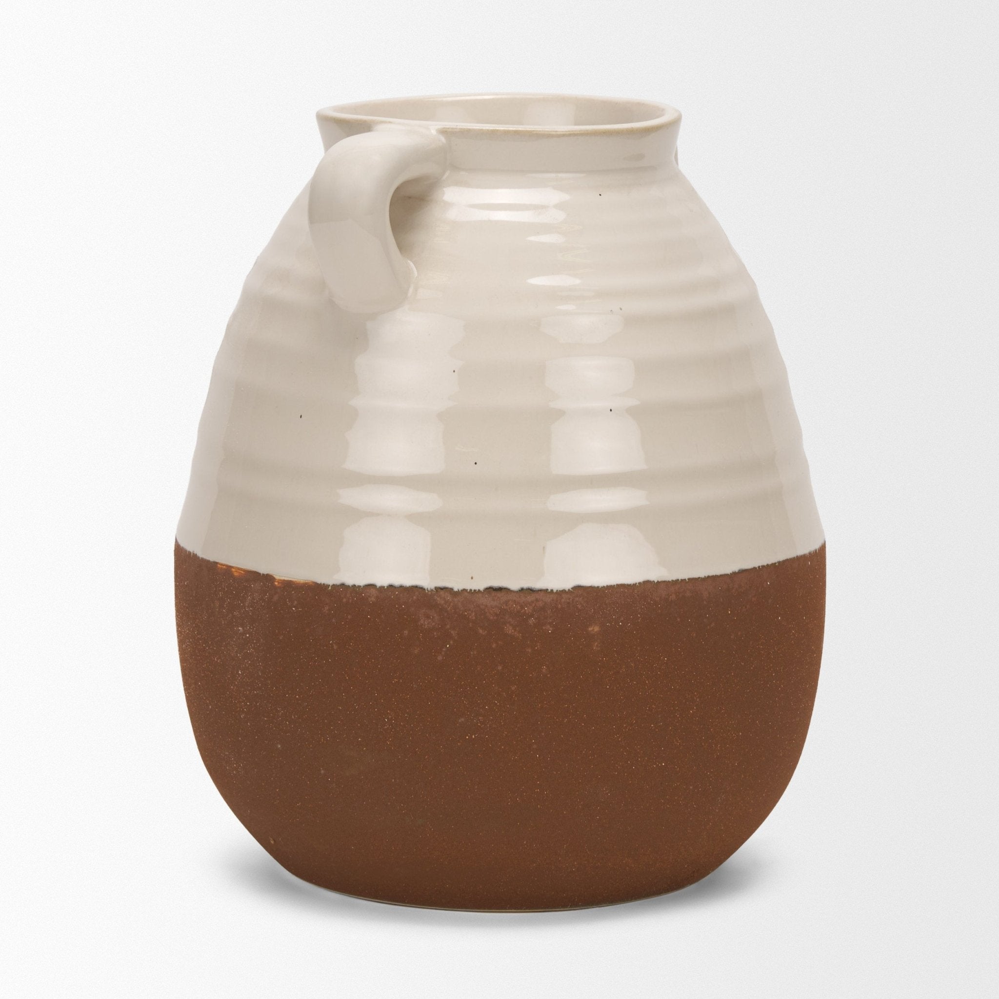 Tryna Large Beige w/ Matte Brown Ceramic Vase - Central Designs