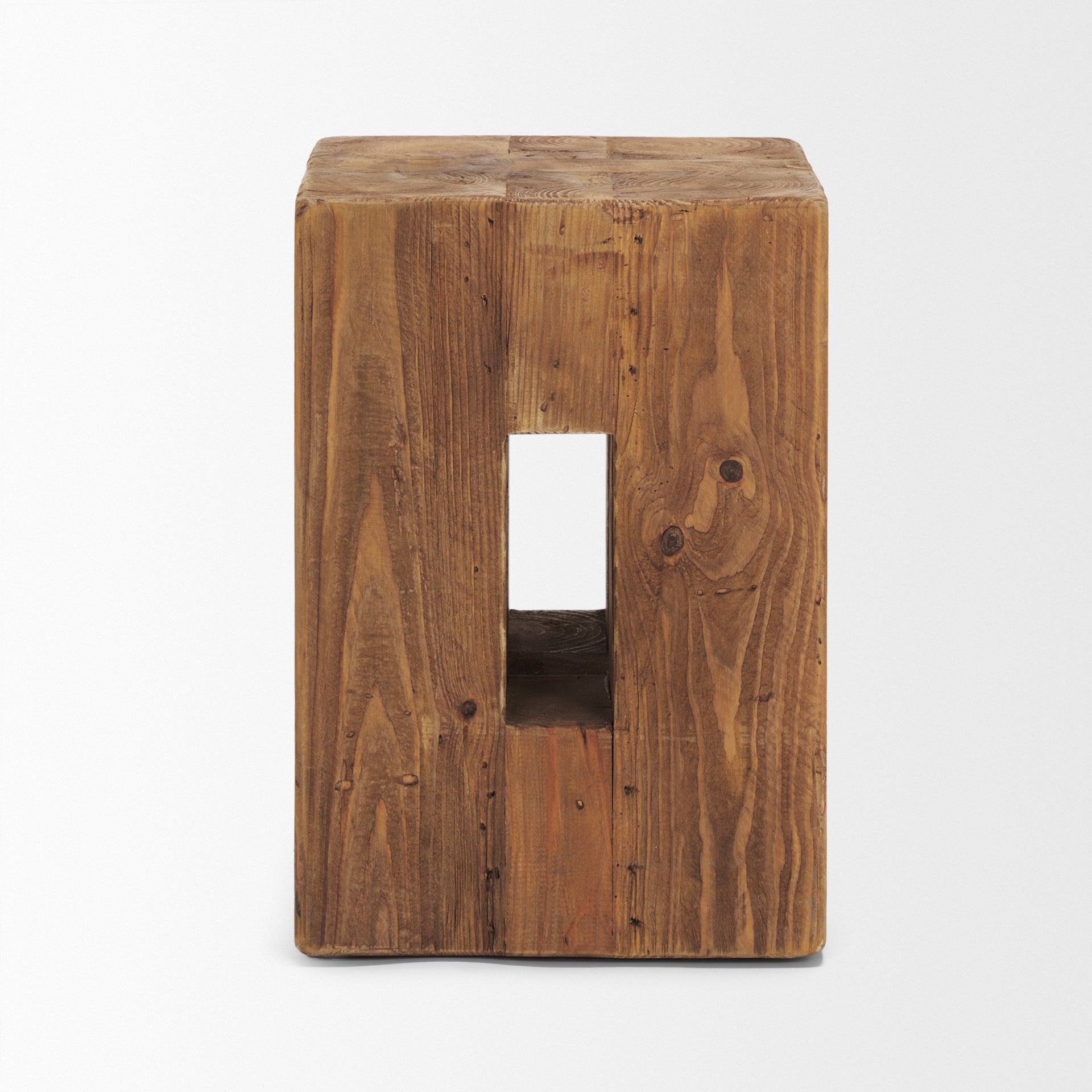 Waylen Natural Wood Block Accent Stool - Central Designs