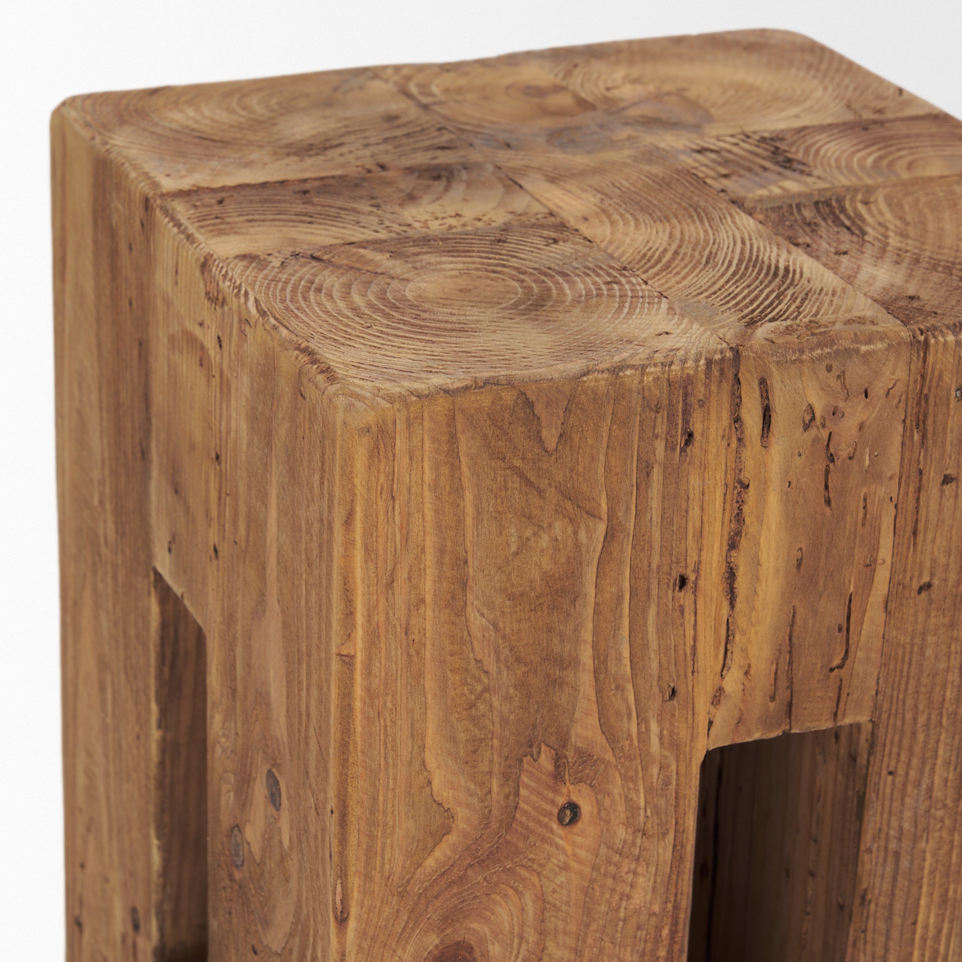Waylen Natural Wood Block Accent Stool - Central Designs