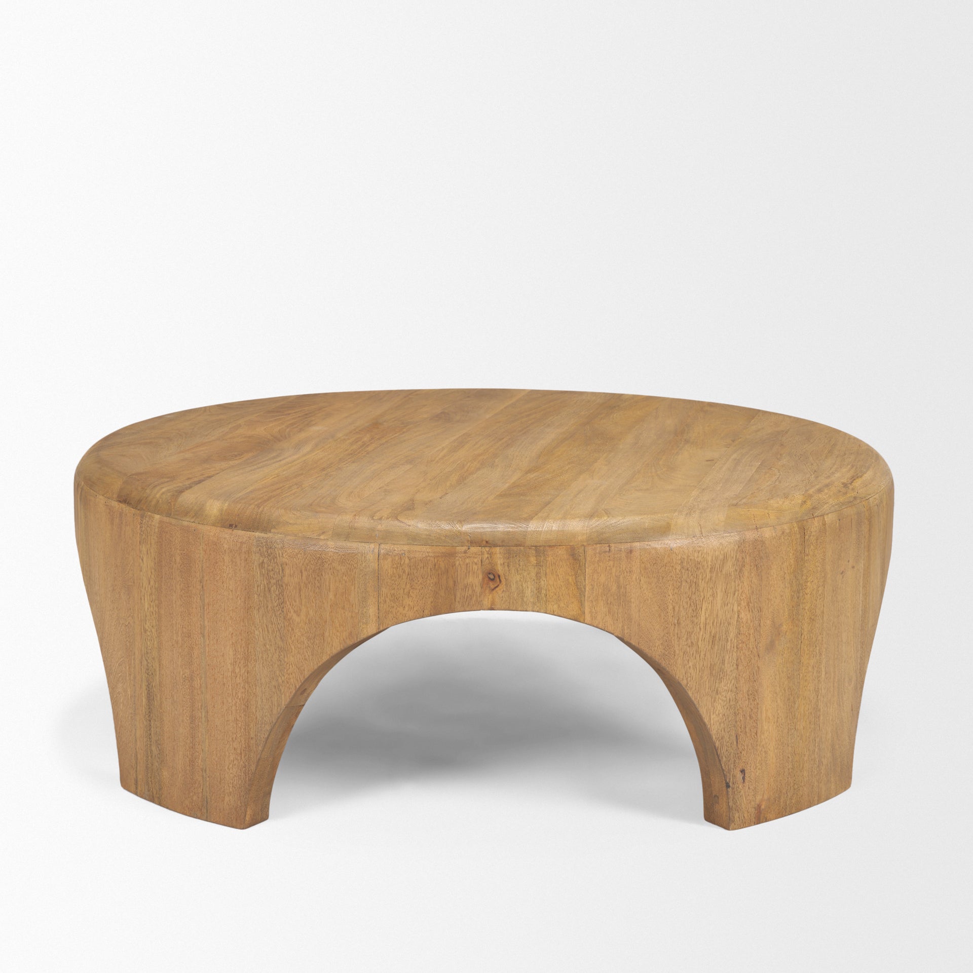 Shima Round Light Brown Wood W/Arched Legs Coffee Table - Central Designs