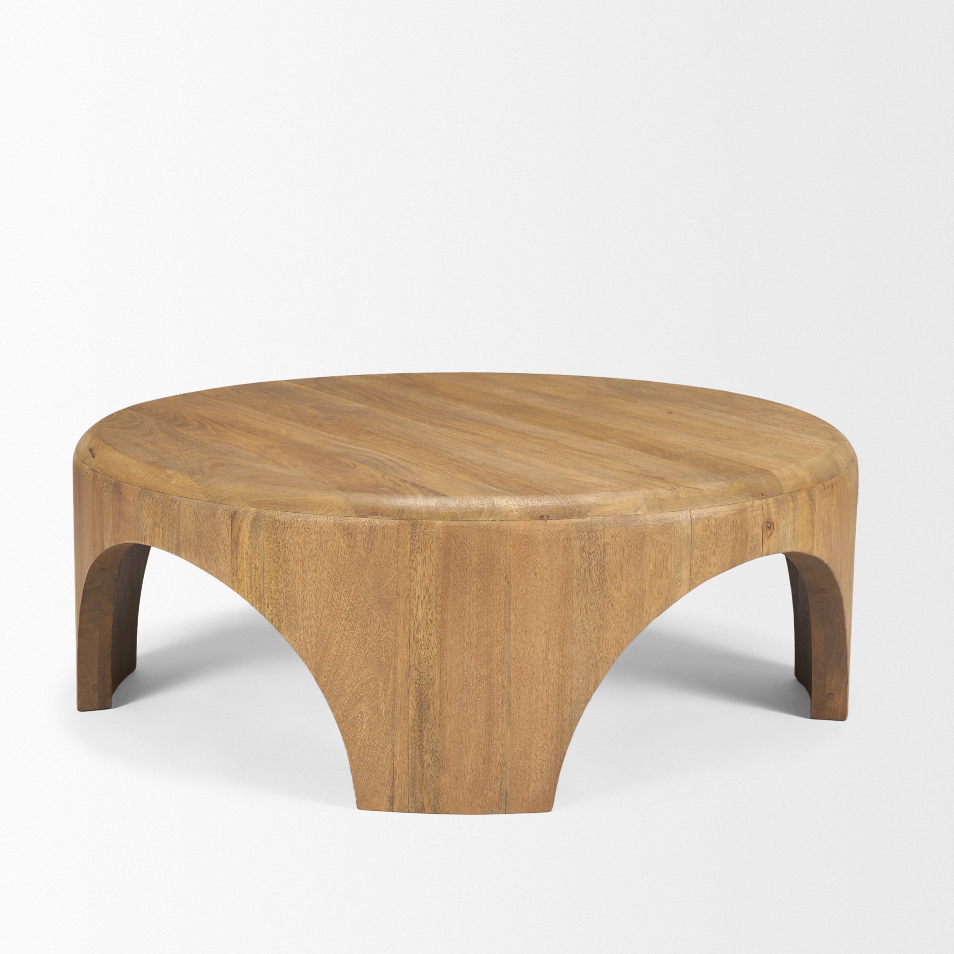 Shima Round Light Brown Wood W/Arched Legs Coffee Table - Central Designs
