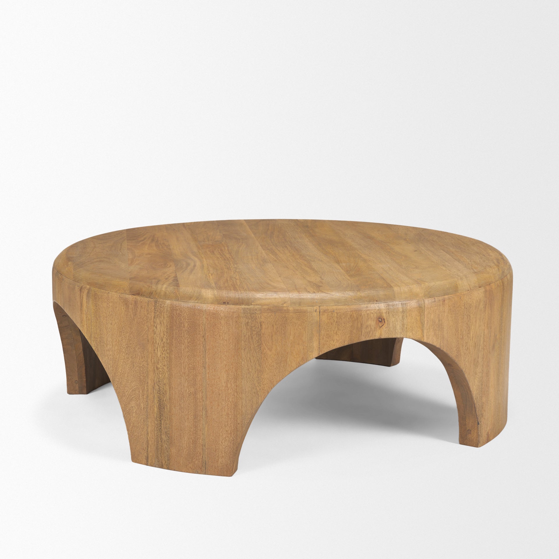 Shima Round Light Brown Wood W/Arched Legs Coffee Table - Central Designs