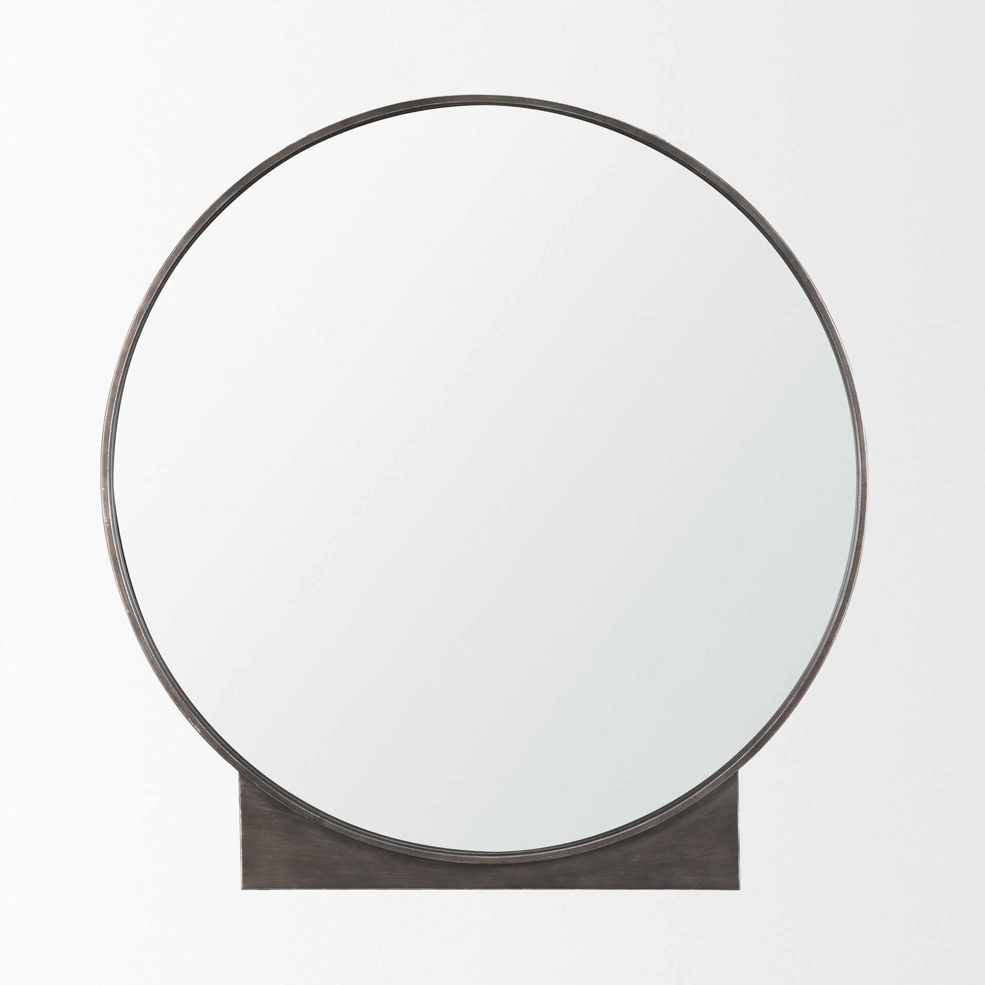 Tillie Round Gunmetal w/ Textured Metal Frame Wall Mirror - Central Designs