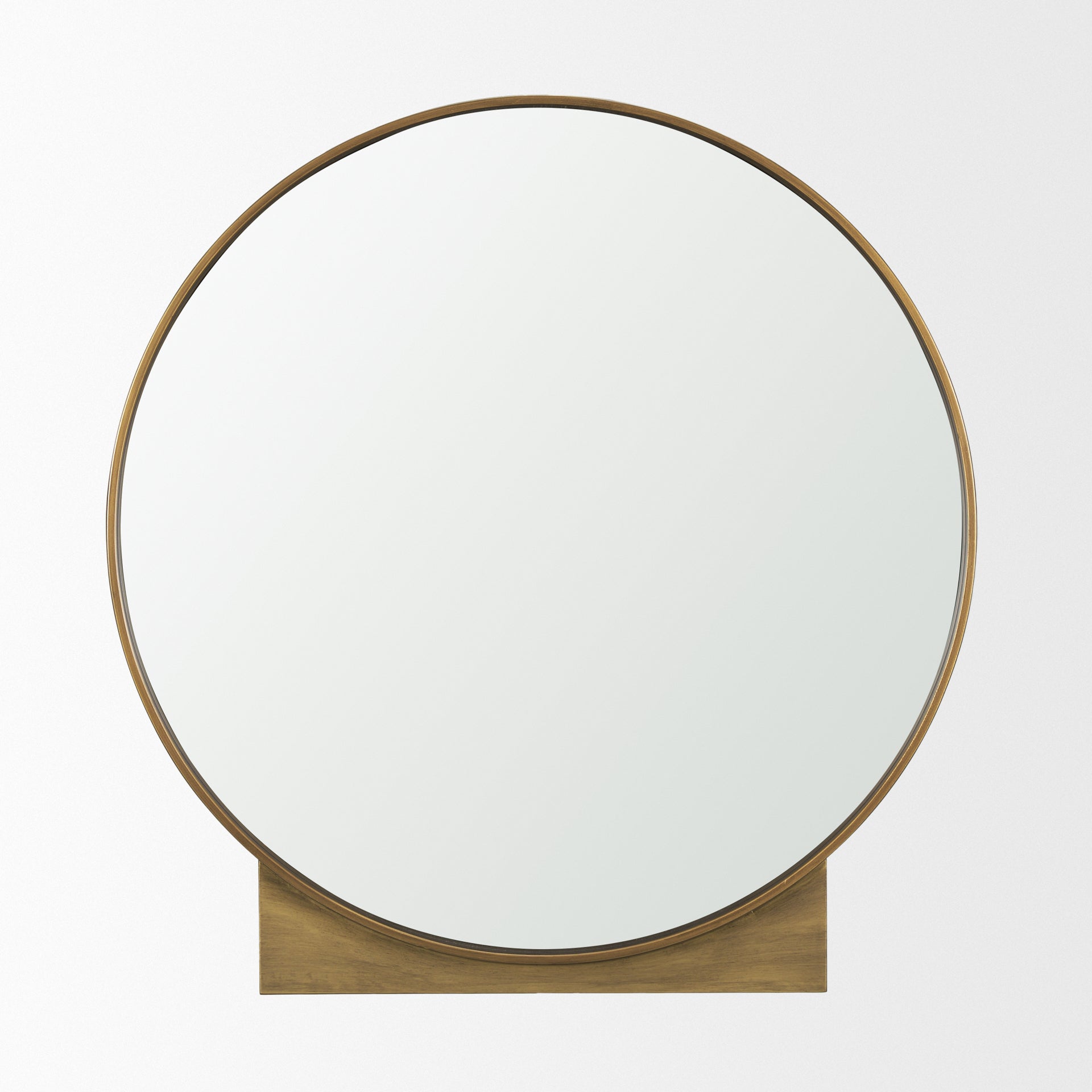 Tillie Round Brushed Gold Metal Frame Wall Mirror - Central Designs