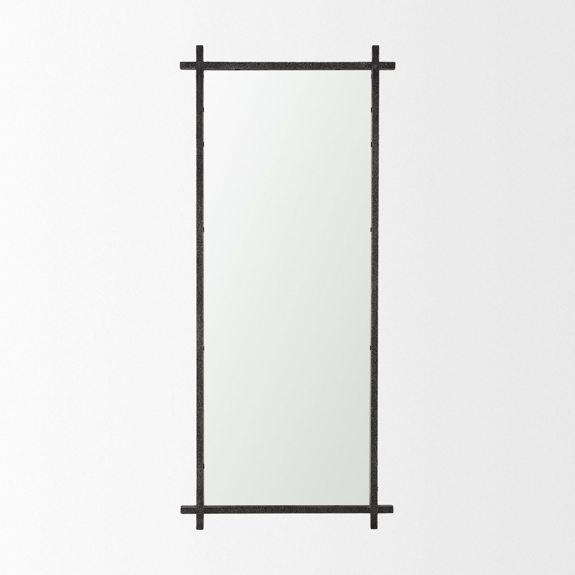Tori Gunmetal w/ Textured Metal Cross Frame Wall Mirror - Central Designs