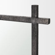 Tori Gunmetal w/ Textured Metal Cross Frame Wall Mirror - Central Designs