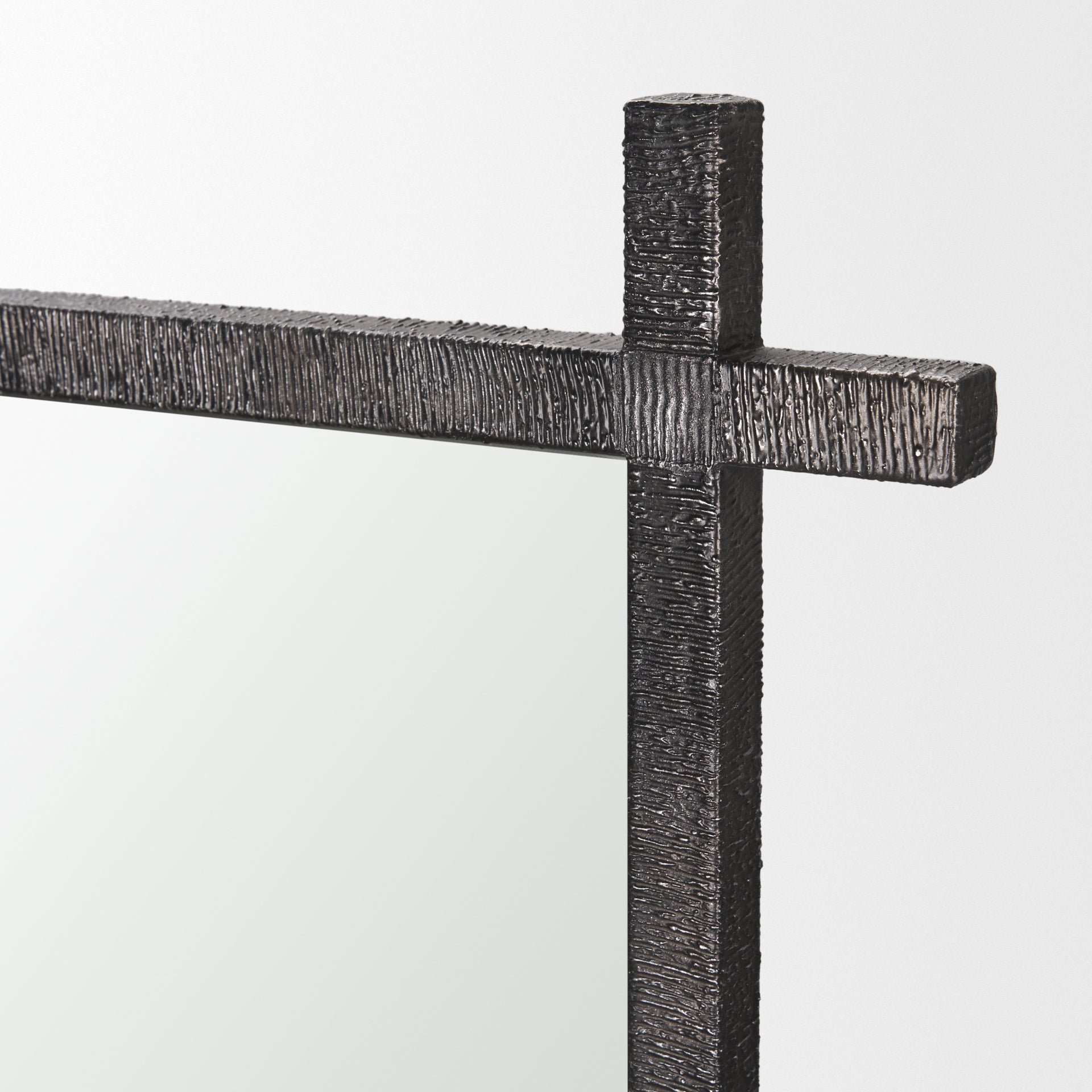 Tori Gunmetal w/ Textured Metal Cross Frame Wall Mirror - Central Designs