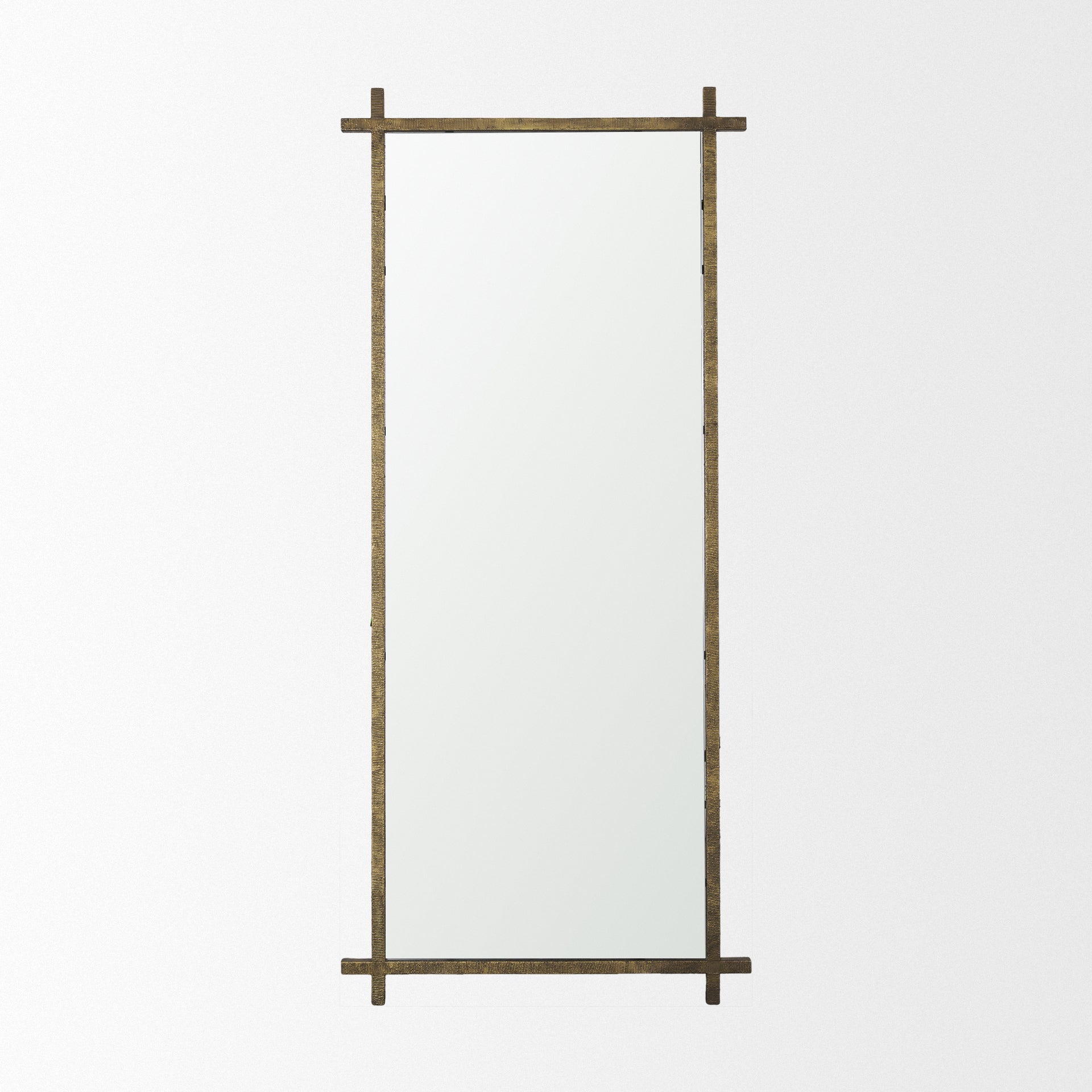 Tori Textured Gold Metal Cross Frame Wall Mirror - Central Designs