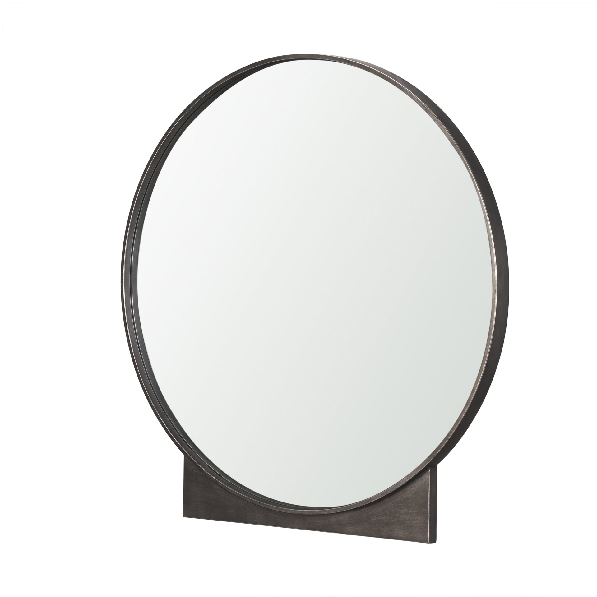 Tillie Round Gunmetal w/ Textured Metal Frame Wall Mirror - Central Designs