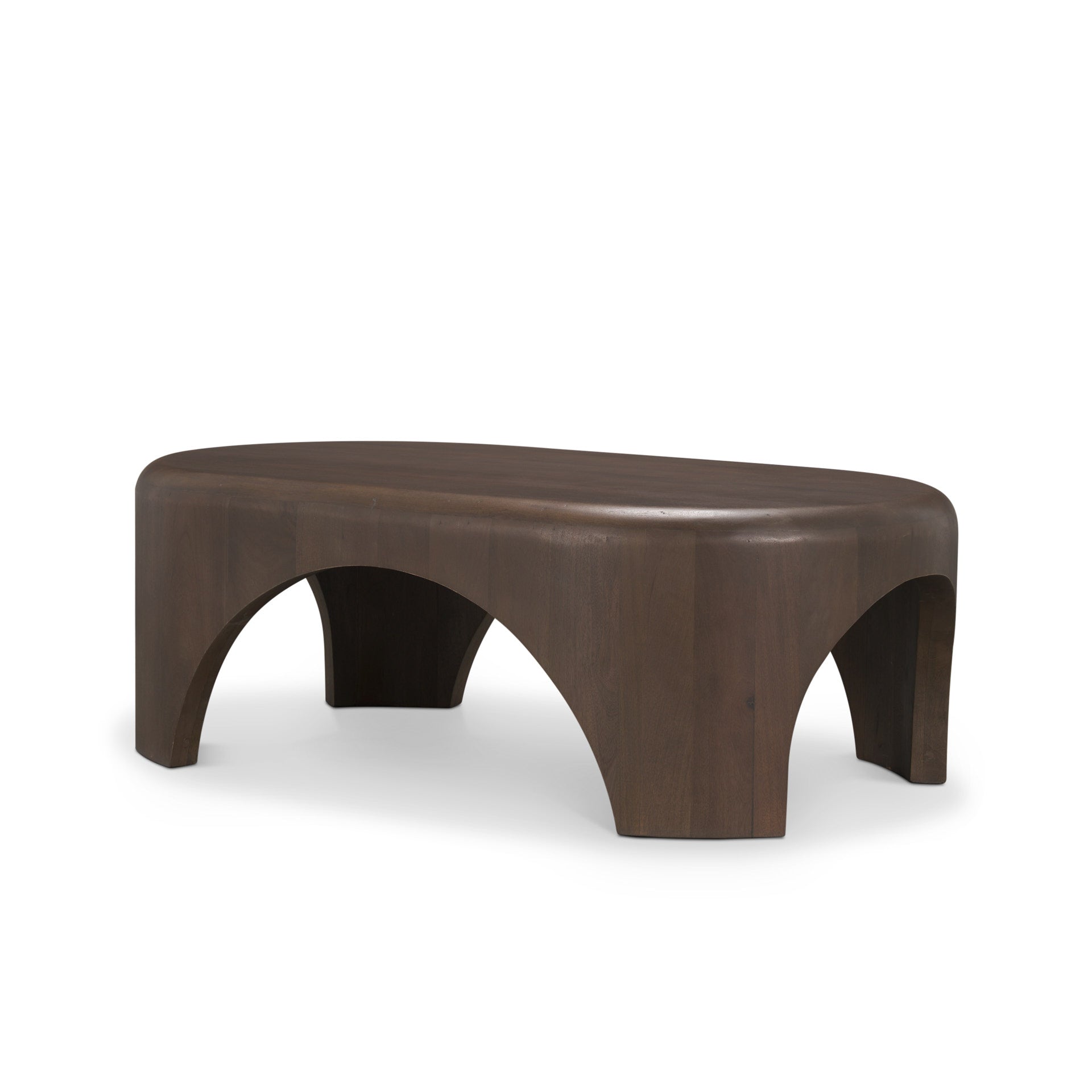 Shima Oval Dark Brown Wood w/ Arched Legs Coffee Table - Central Designs