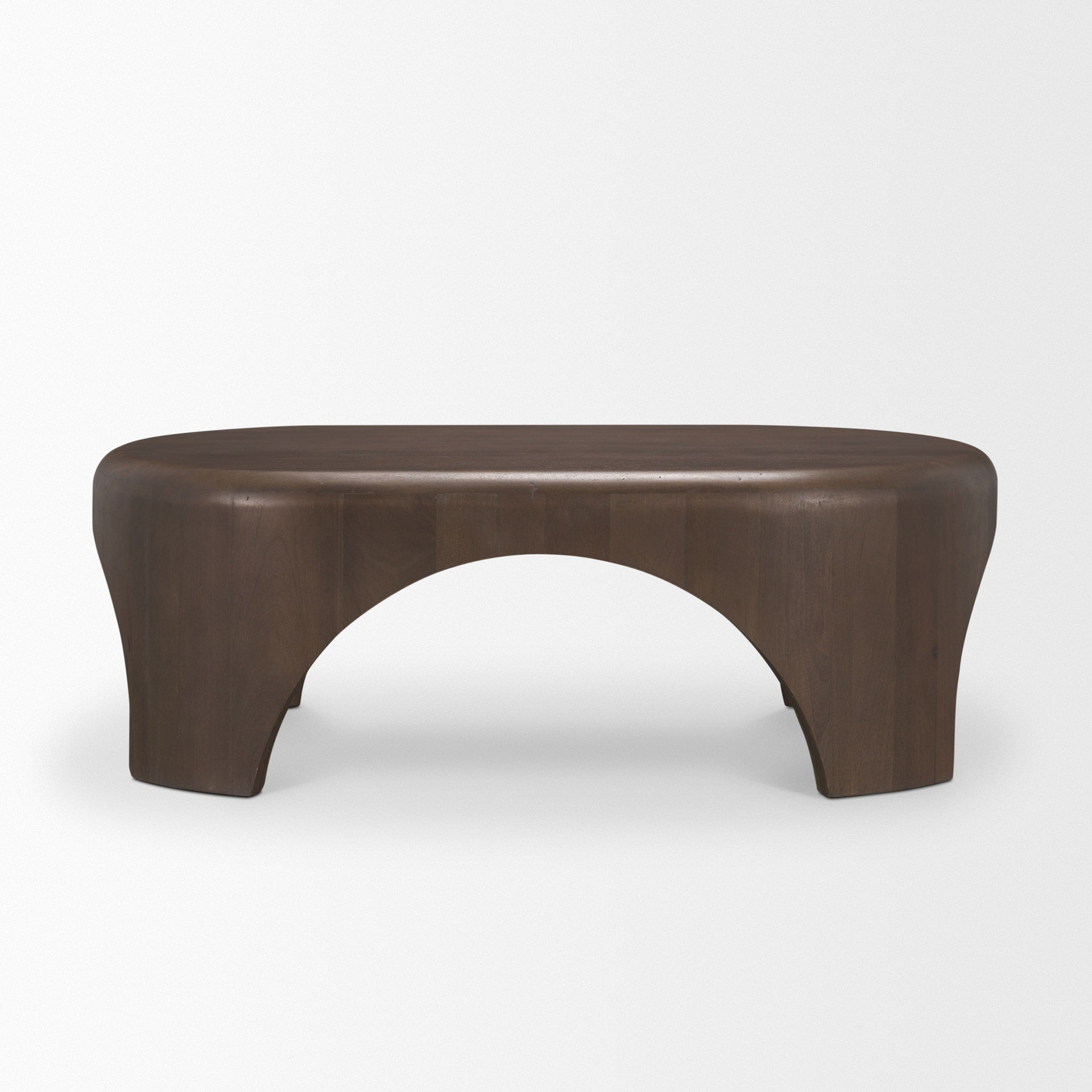 Shima Oval Dark Brown Wood w/ Arched Legs Coffee Table - Central Designs