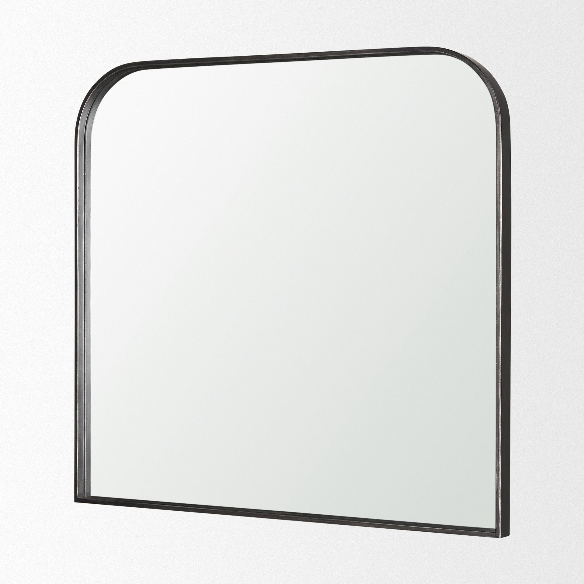 Timon Brushed Black Metal Frame Square Arched Mirror - Central Designs