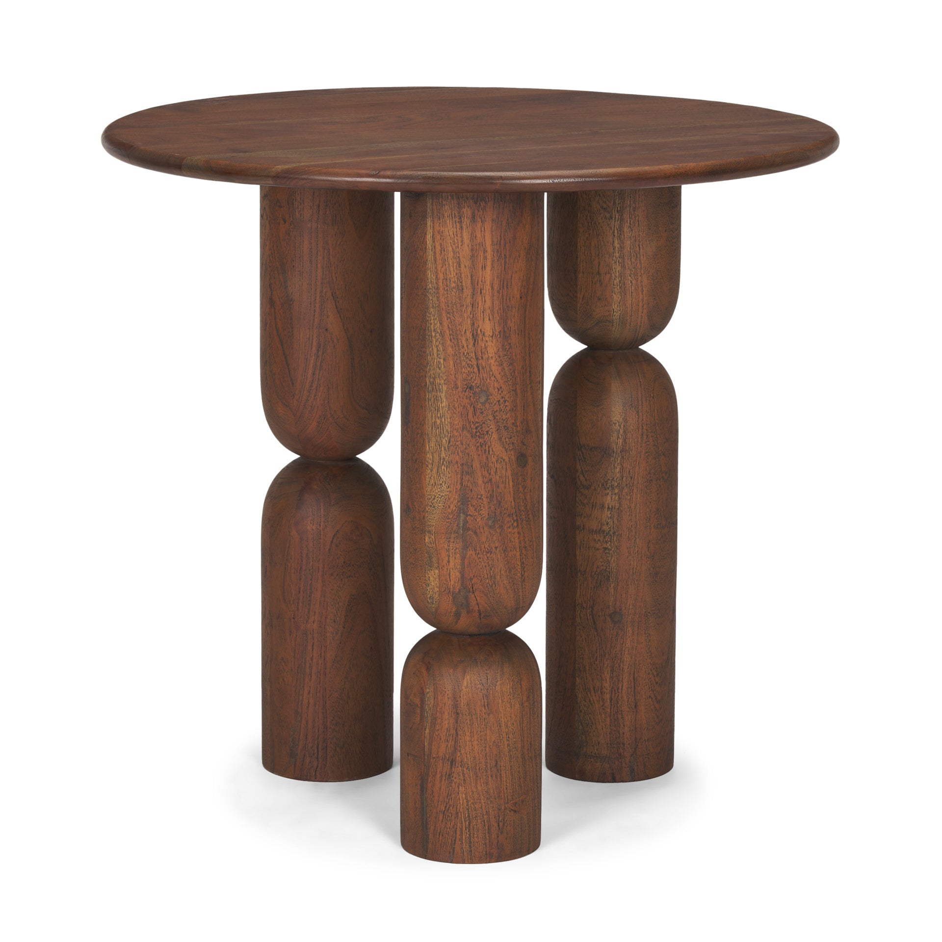 Sonel Pedestal Medium Dark Brown Acacia Wood Foyer Table - Central Designs