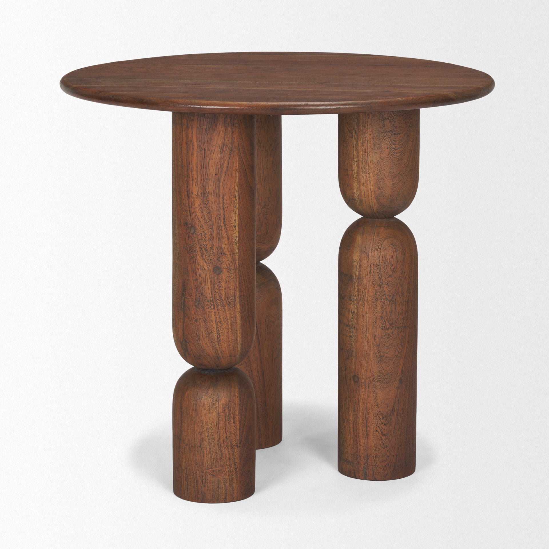 Sonel Pedestal Medium Dark Brown Acacia Wood Foyer Table - Central Designs