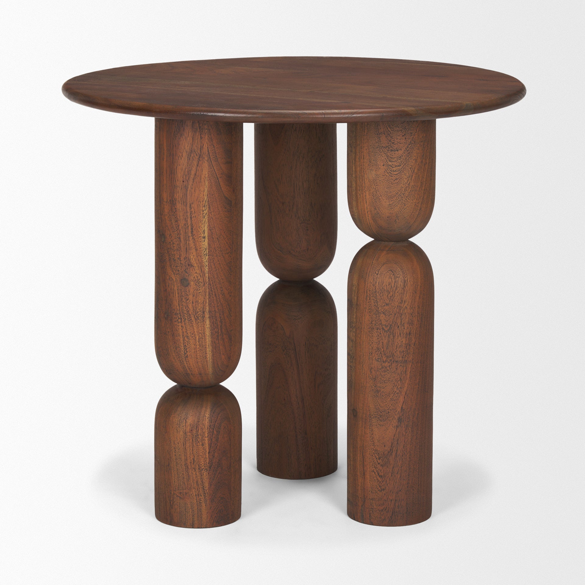 Sonel Pedestal Medium Dark Brown Acacia Wood Foyer Table - Central Designs