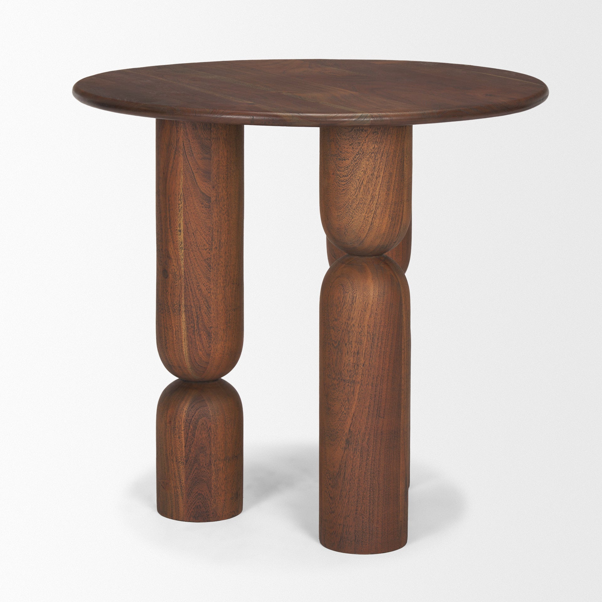 Sonel Pedestal Medium Dark Brown Acacia Wood Foyer Table - Central Designs