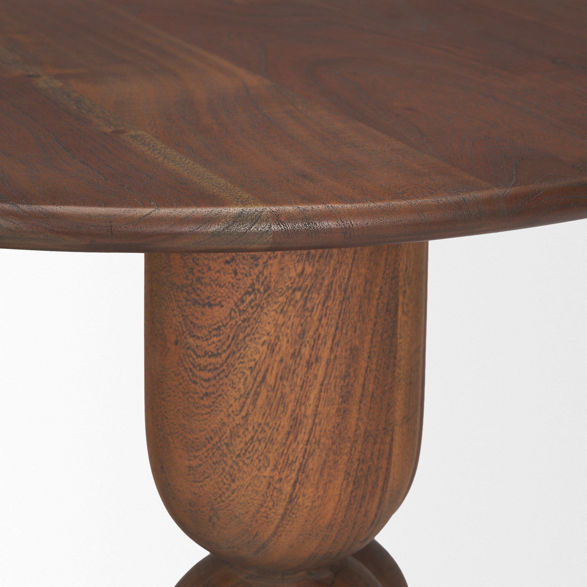Sonel Pedestal Medium Dark Brown Acacia Wood Foyer Table - Central Designs