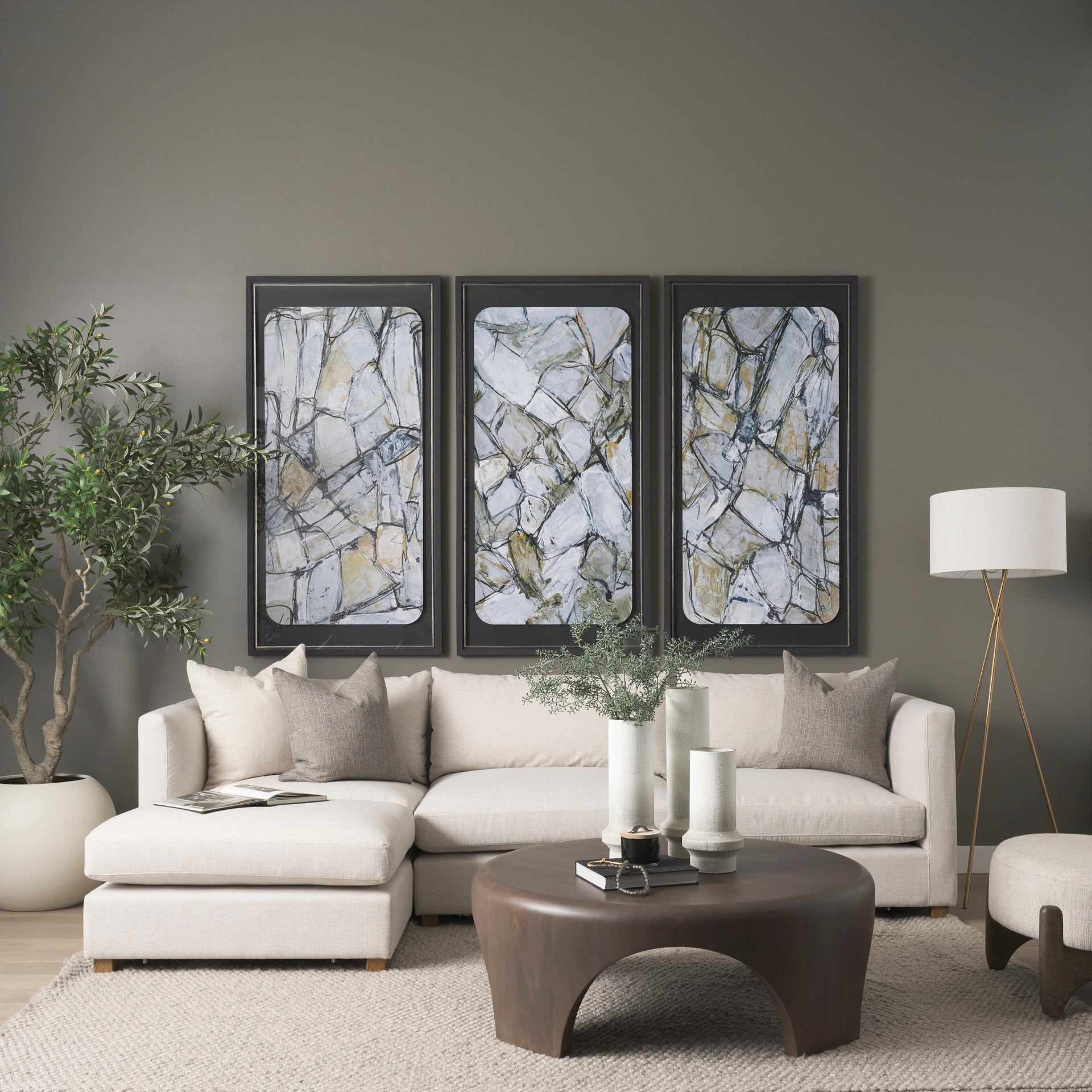 Shima Round Dark Brown Wood W/Arched Legs Coffee Table - Central Designs