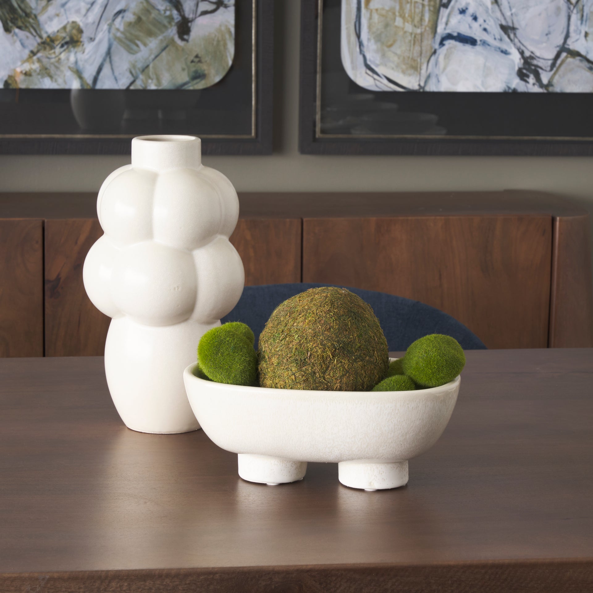 Tyren Cream Glazed Decorative Oblong Ceramic Bowl - Central Designs