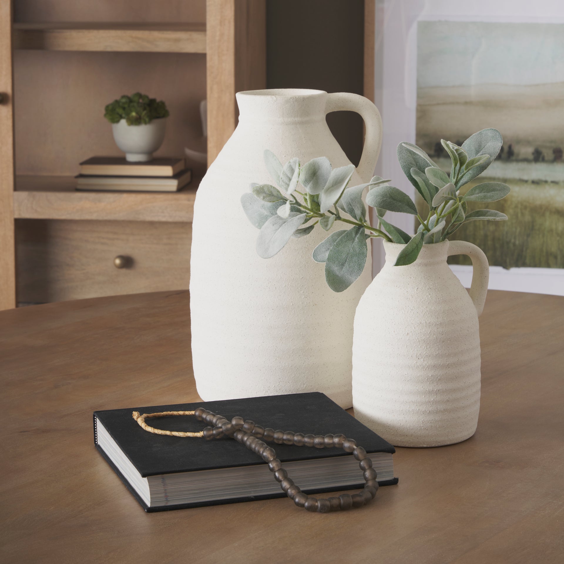 Tyrus Large Textured Matte White w/ Speckling Ceramic Vase - Central Designs