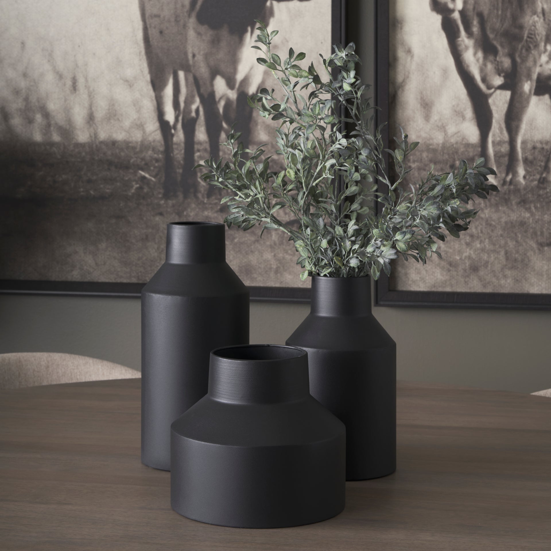 Tosca Tall Matte Black Metal Vase - Central Designs