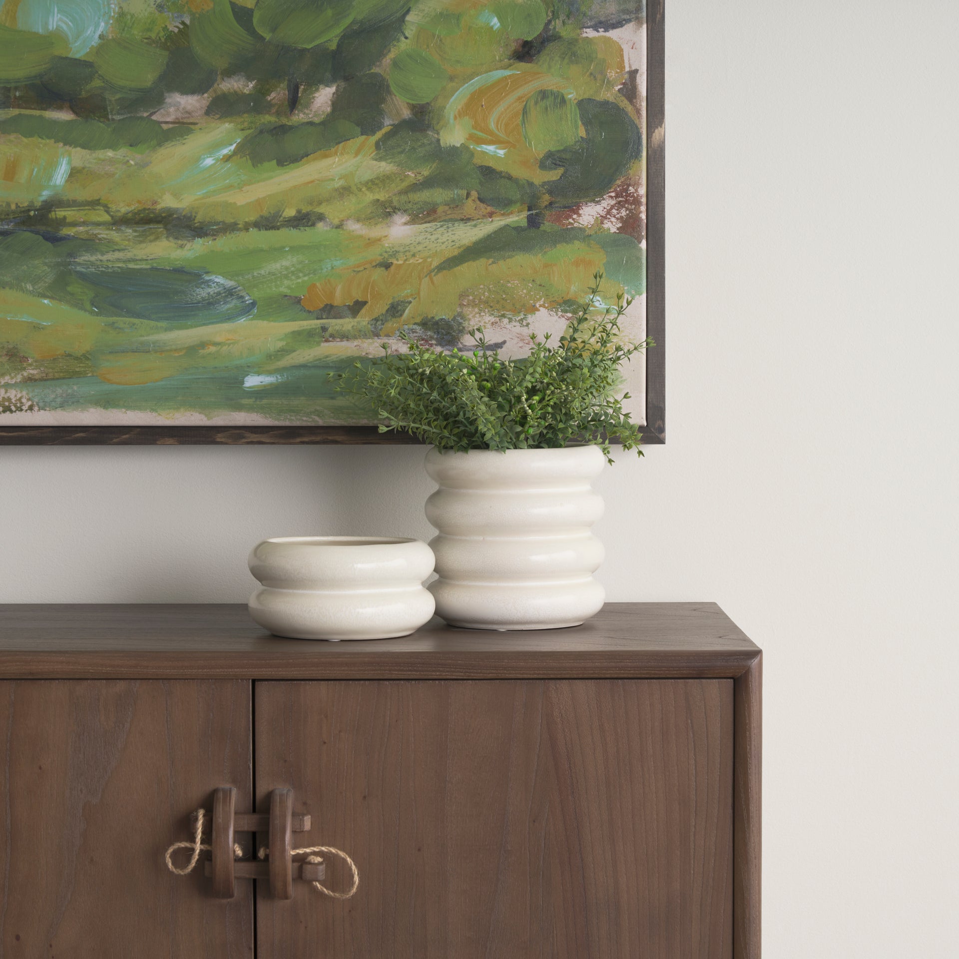 Twyla Short Cream Glazed Ring Pot - Central Designs