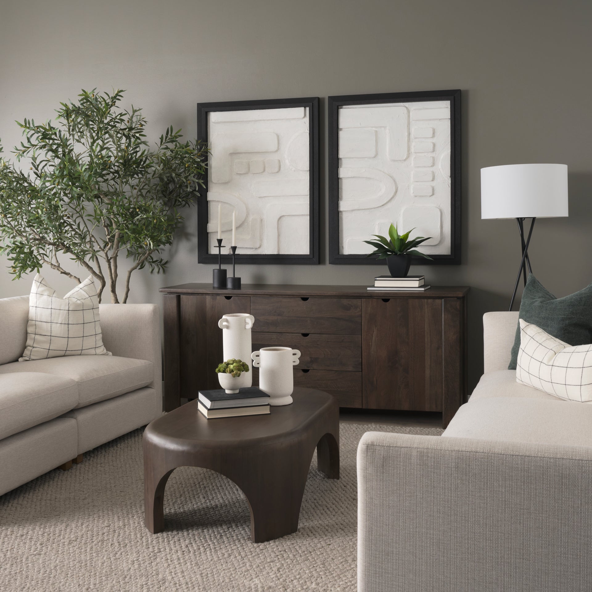 Shima Oval Dark Brown Wood w/ Arched Legs Coffee Table - Central Designs