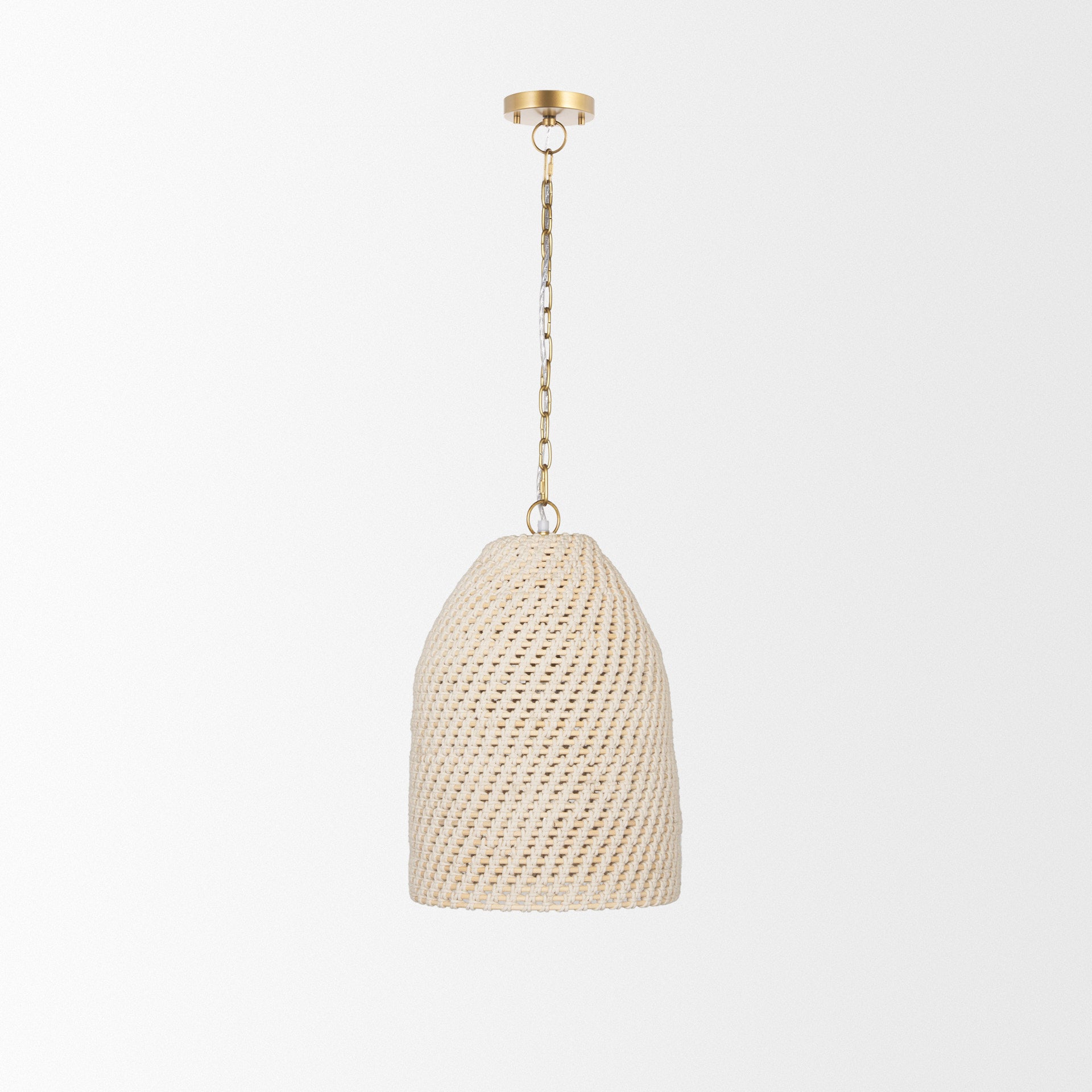 Tosha 1 - Light Cotton Rope Bell Pendant - Central Designs