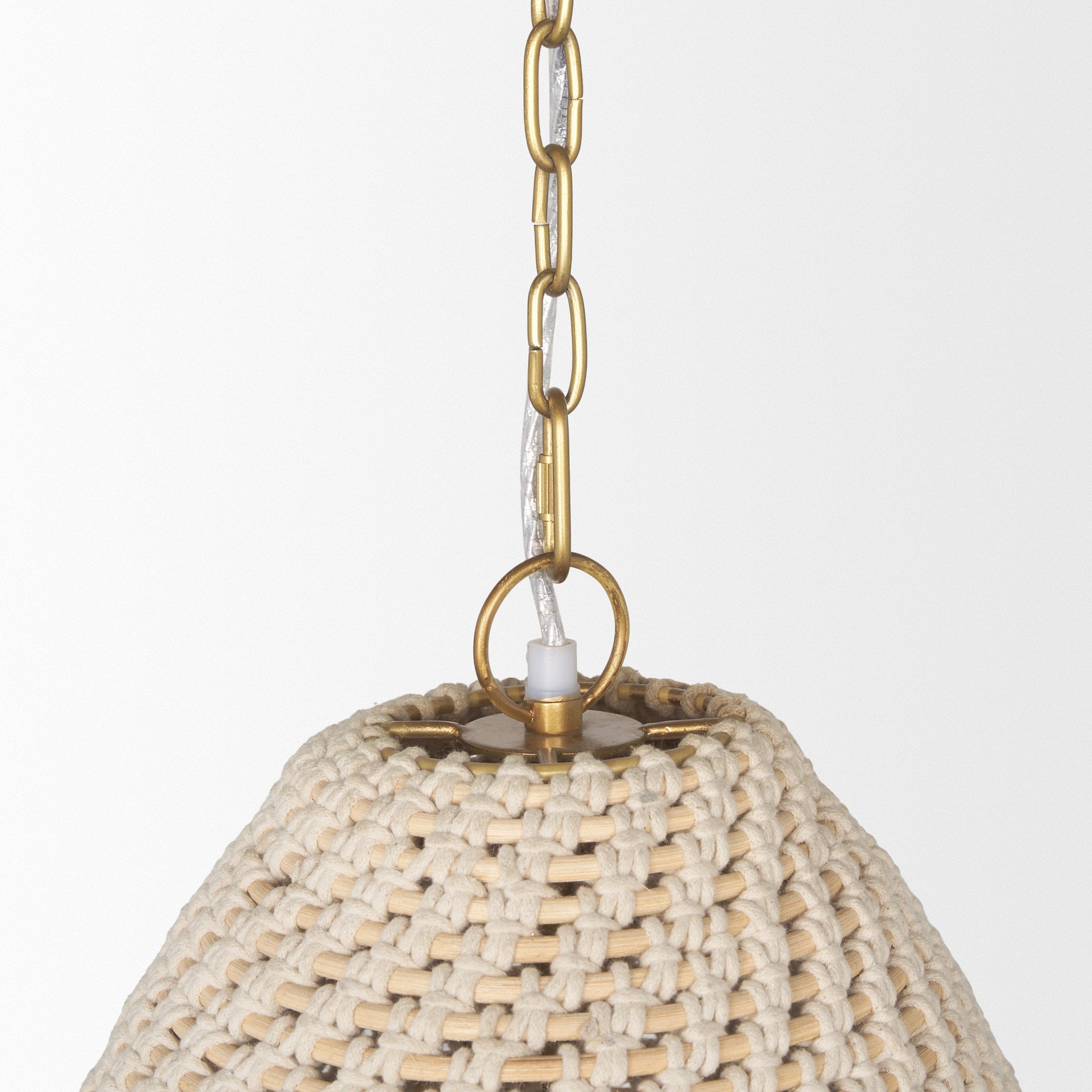 Tosha 1 - Light Cotton Rope Bell Pendant - Central Designs