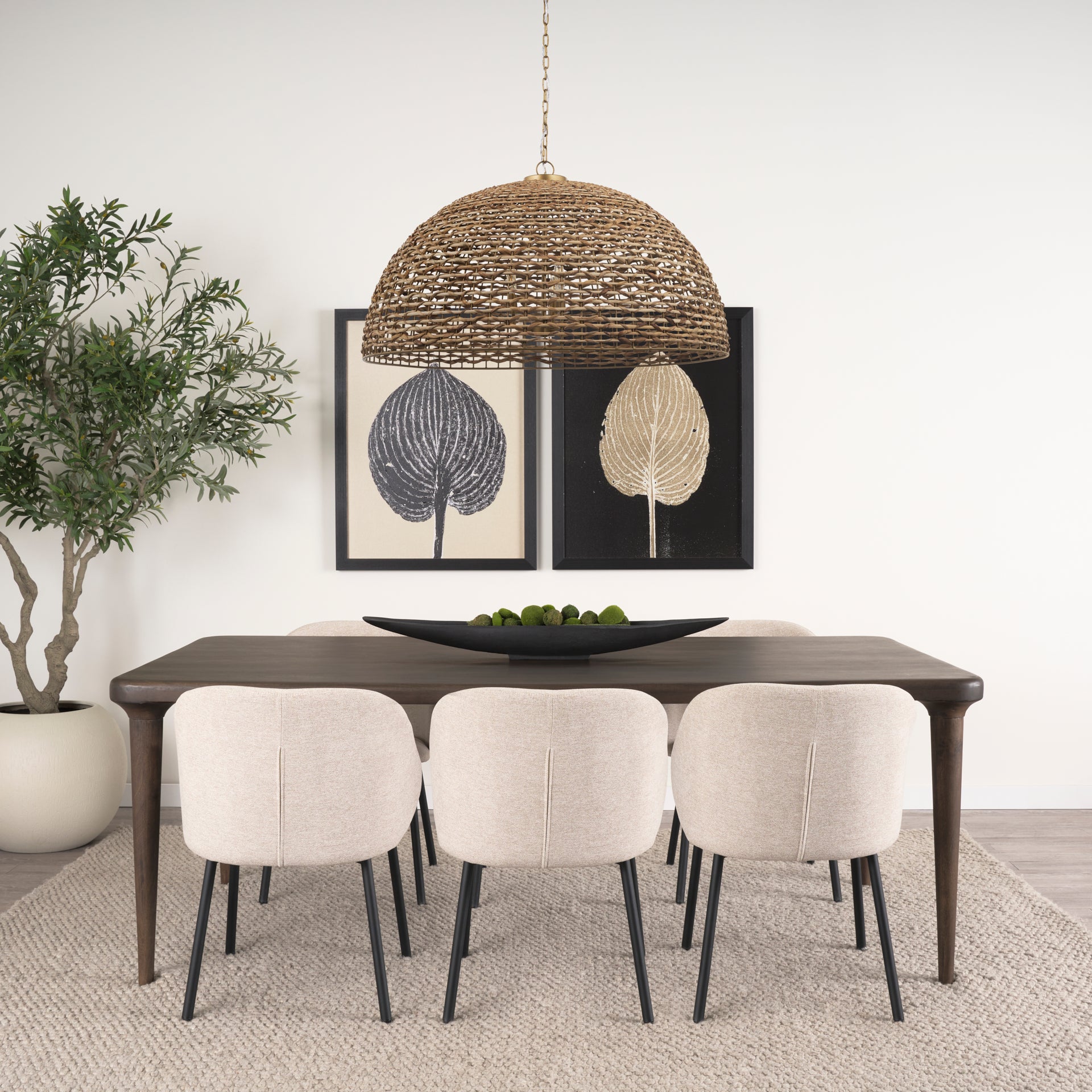 Suvan 84L Medium Dark Brown Rectangular Wood Dining Table - Central Designs